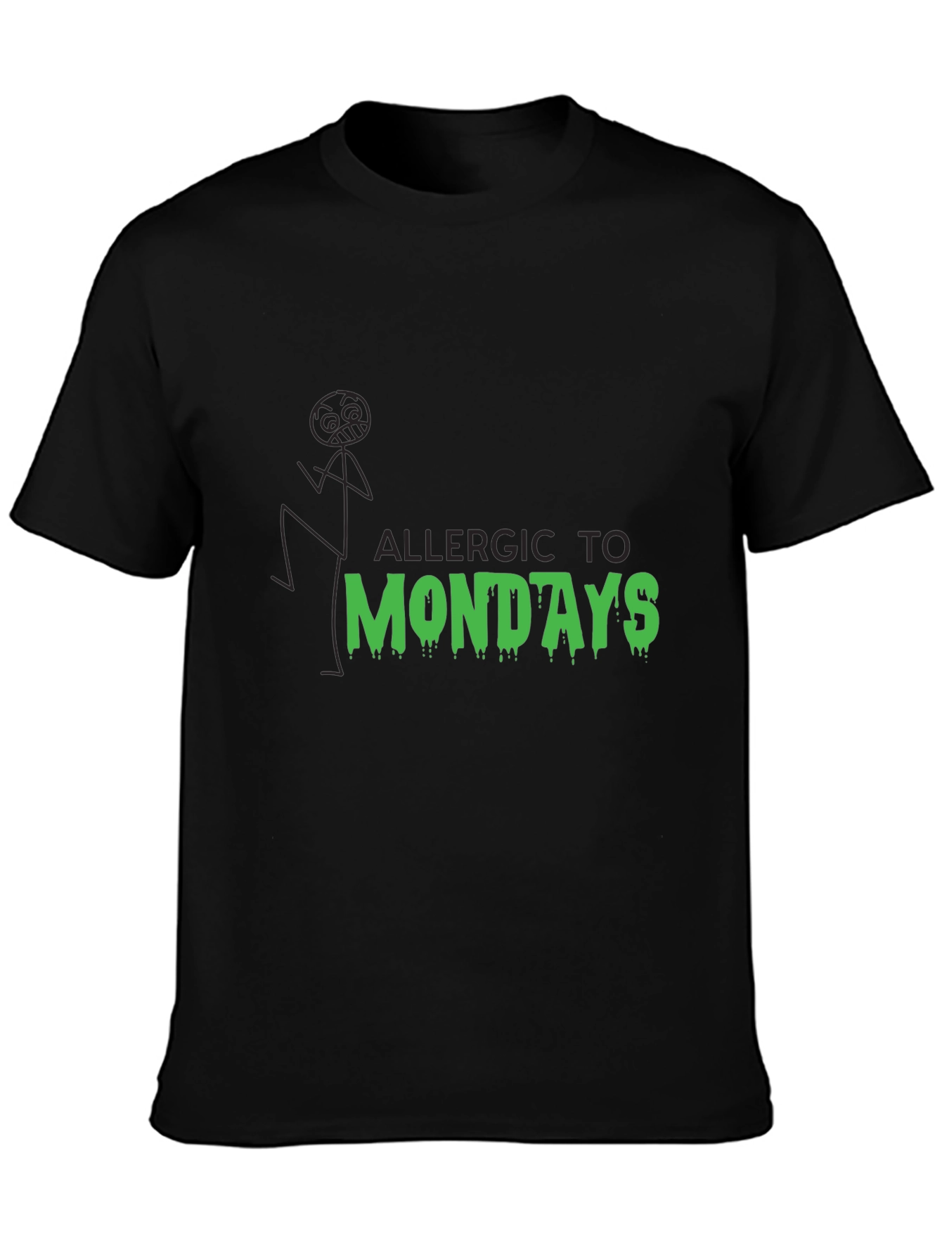 Allergic to Mondays Graphic Tee - Black Cotton Blend