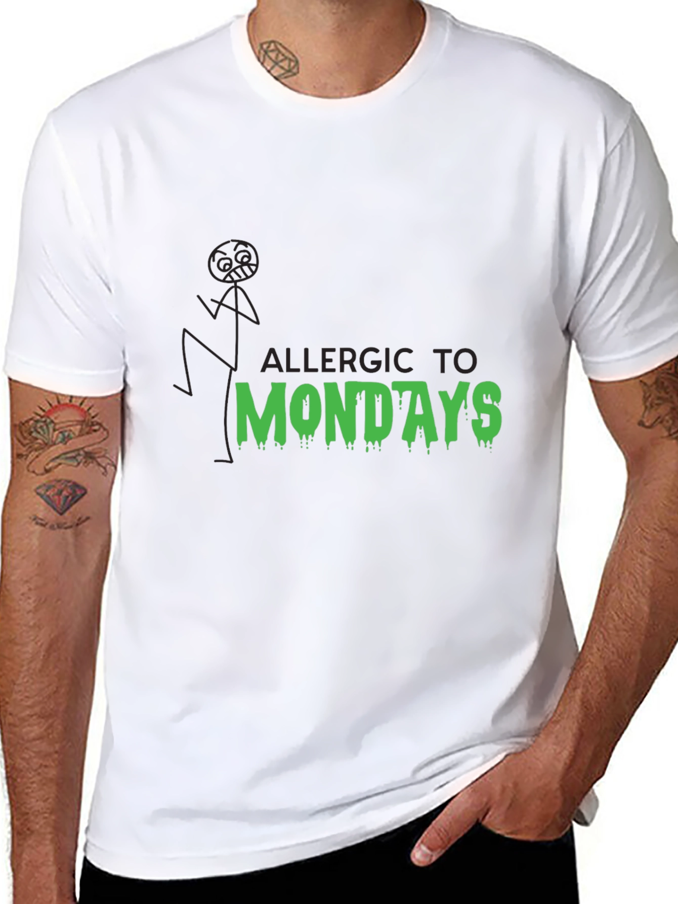 Allergic to Mondays Graphic Tee - Black Cotton Blend
