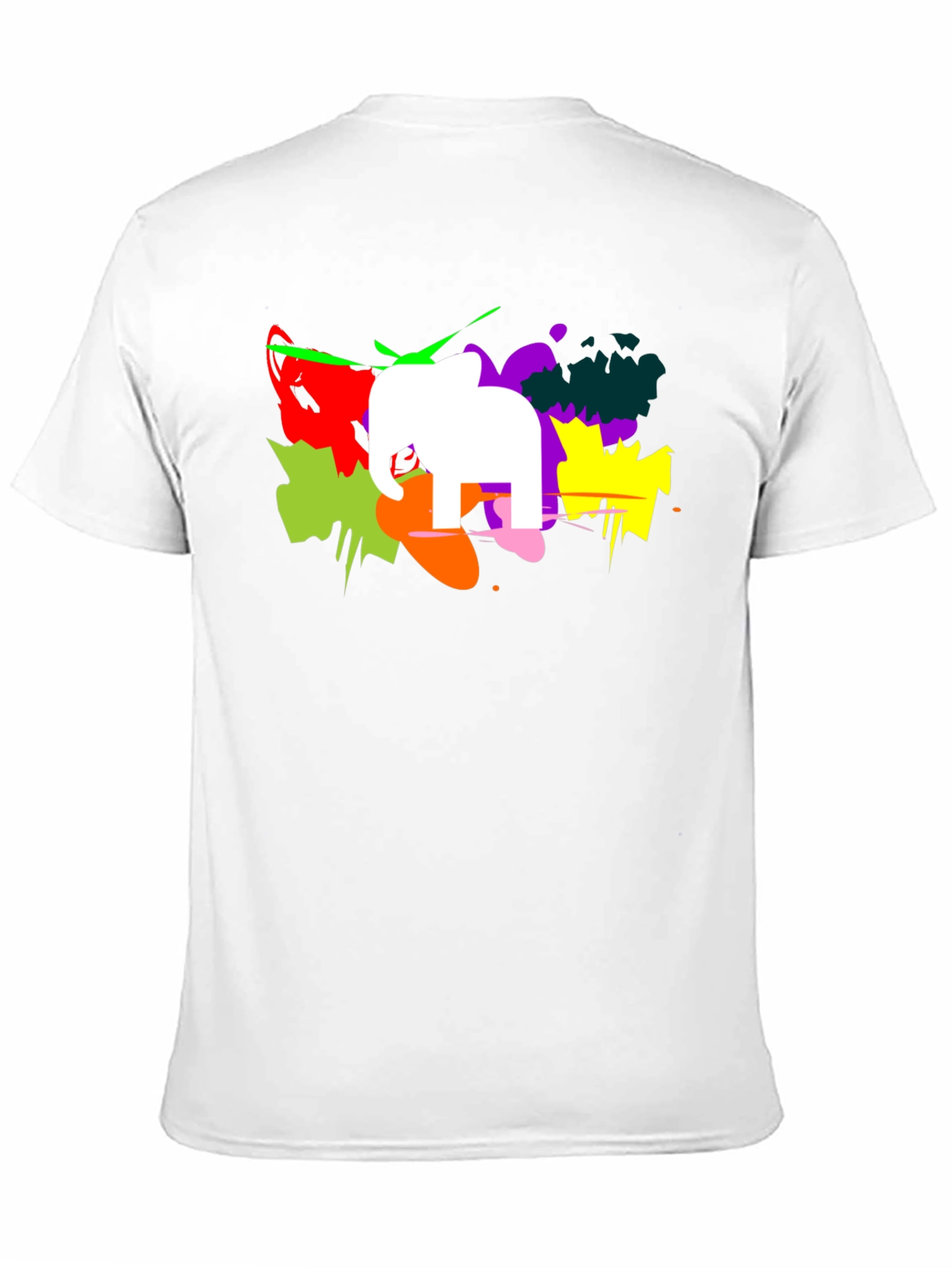 Abstract Elephant Graphic Print Black T-Shirt