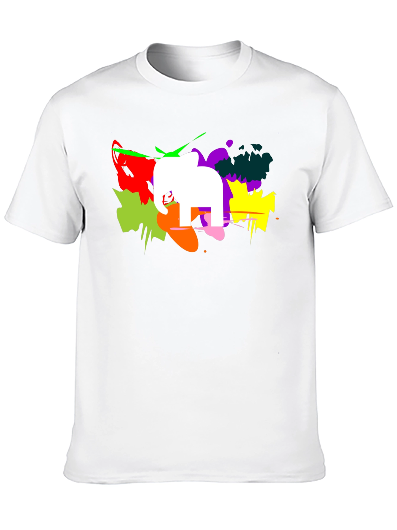Abstract Elephant Graphic Print Black T-Shirt