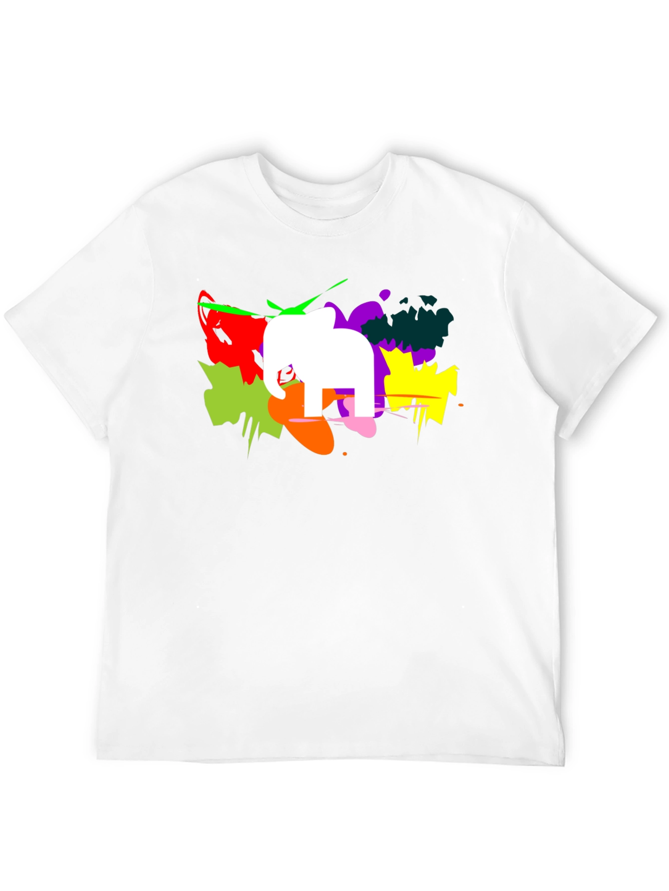 Abstract Elephant Graphic Print Black T-Shirt
