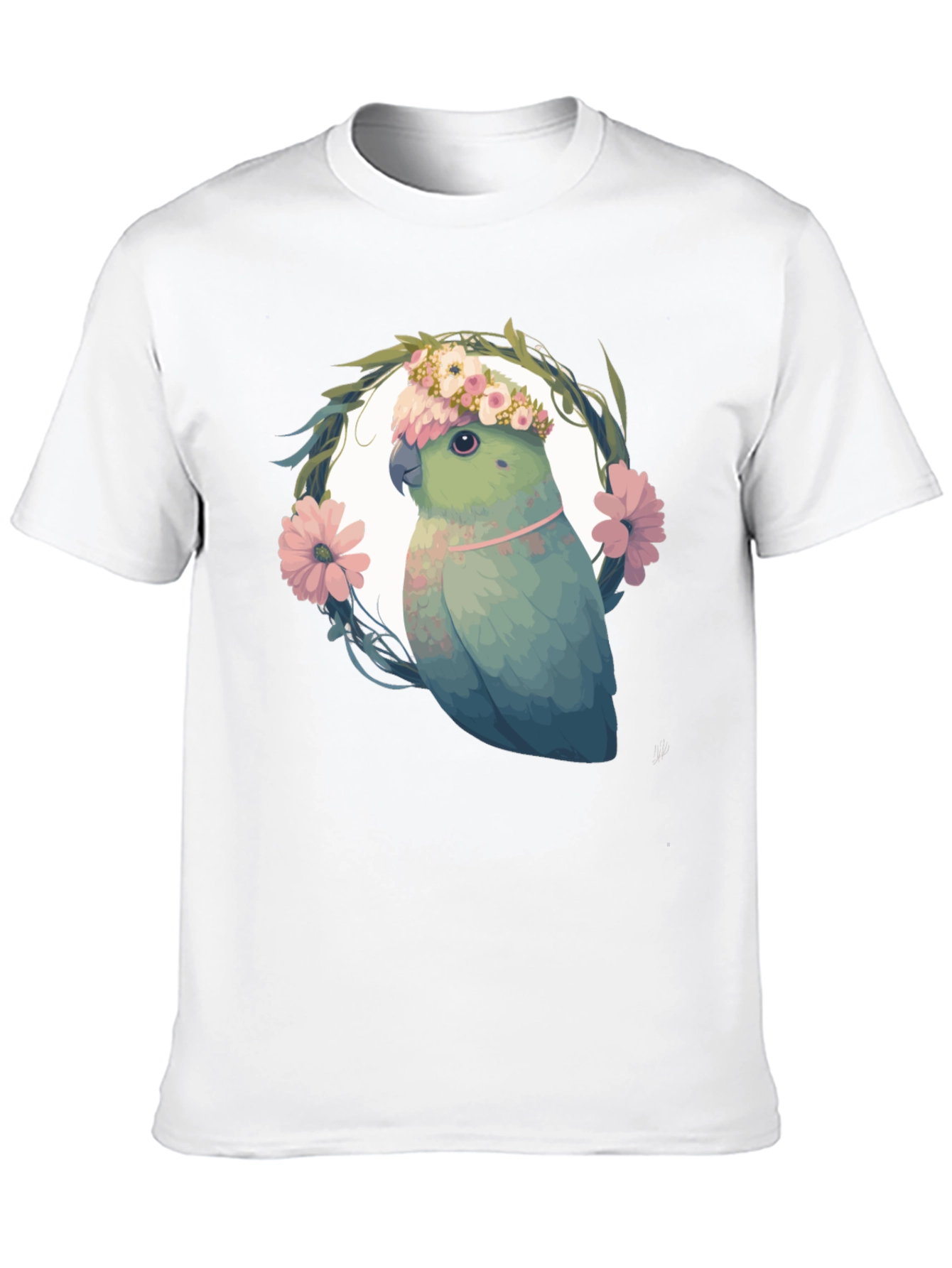 Parrot Floral Wreath Graphic Tee