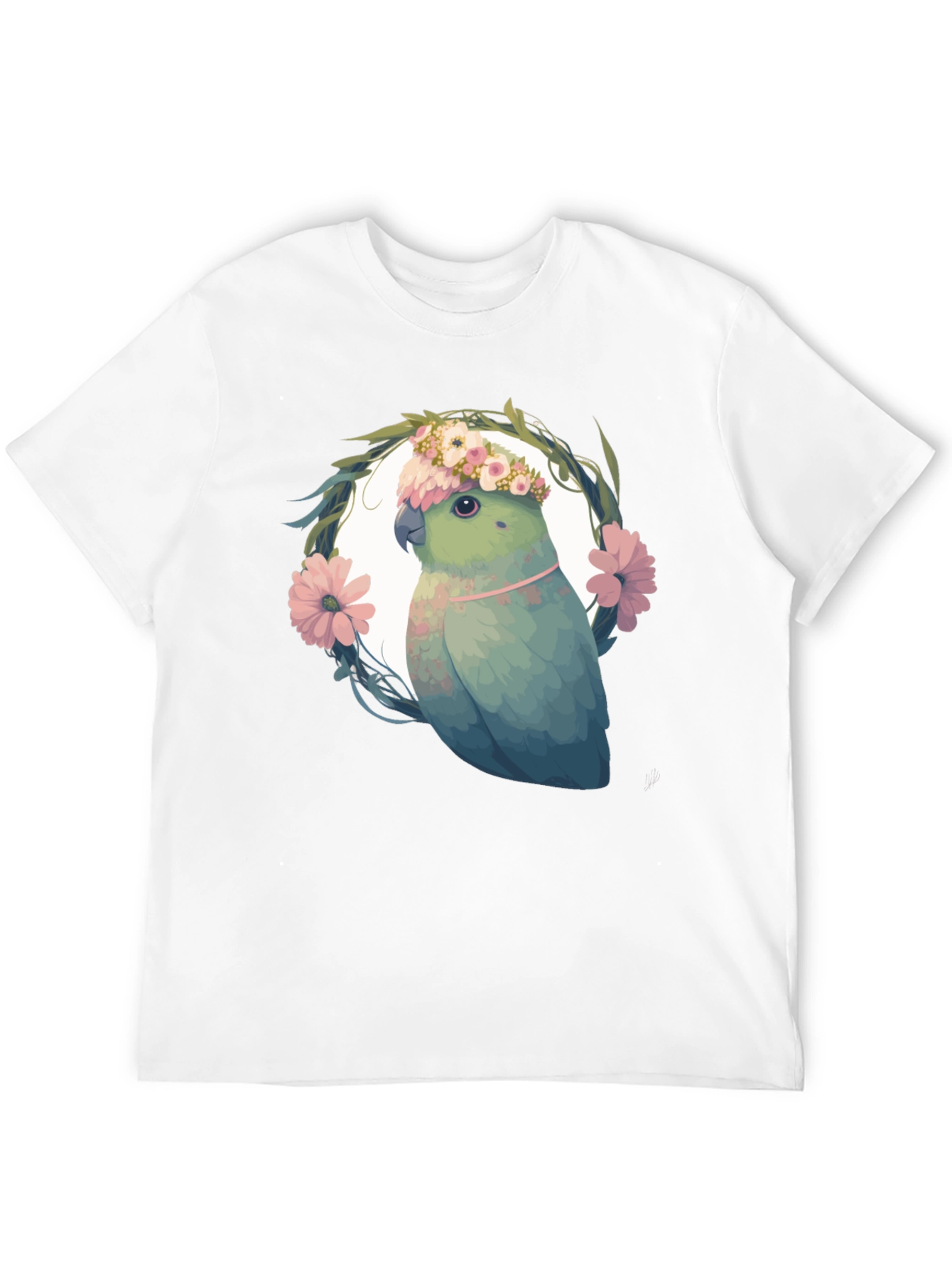Parrot Floral Wreath Graphic Tee