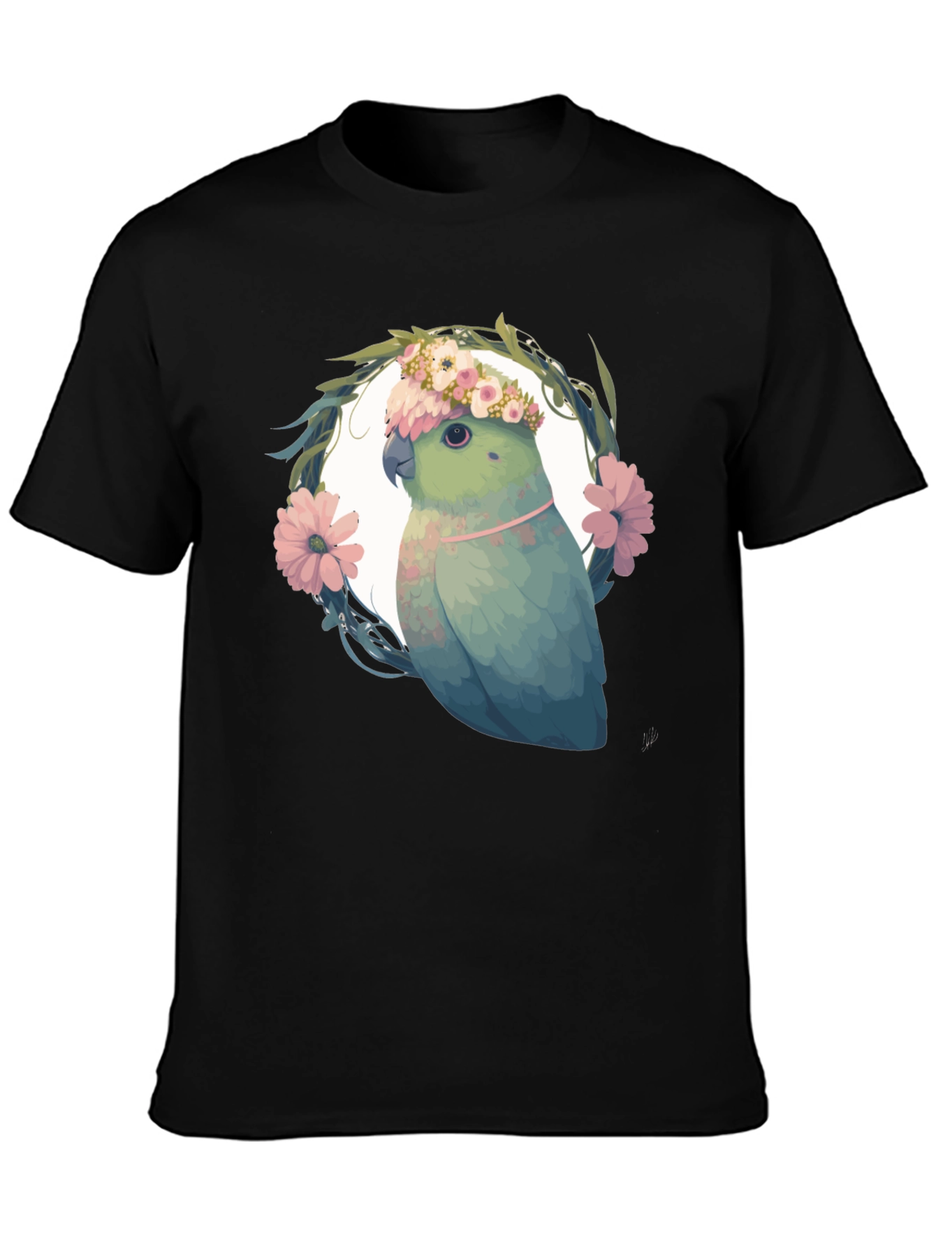 Parrot Floral Wreath Graphic Tee