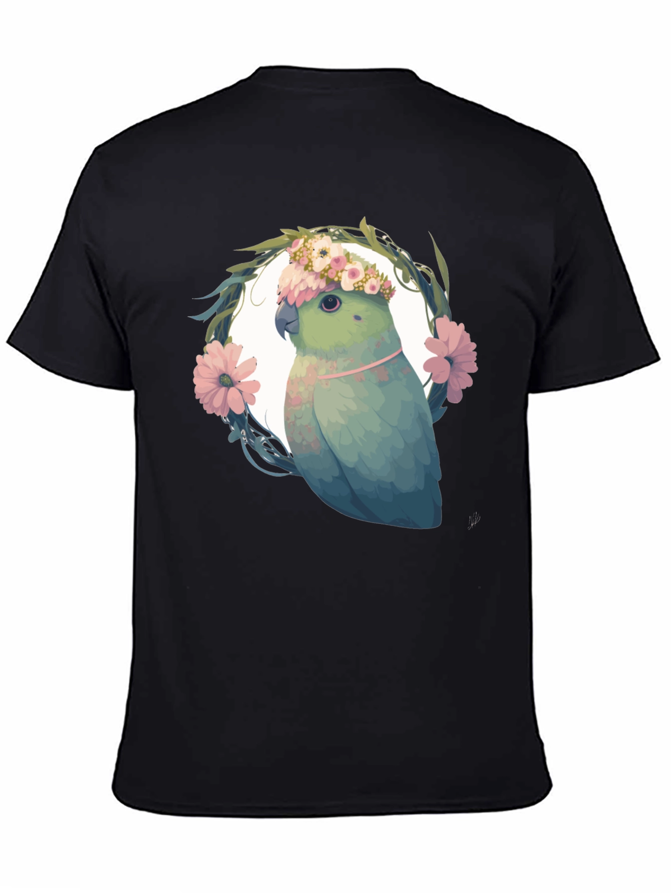 Parrot Floral Wreath Graphic Tee