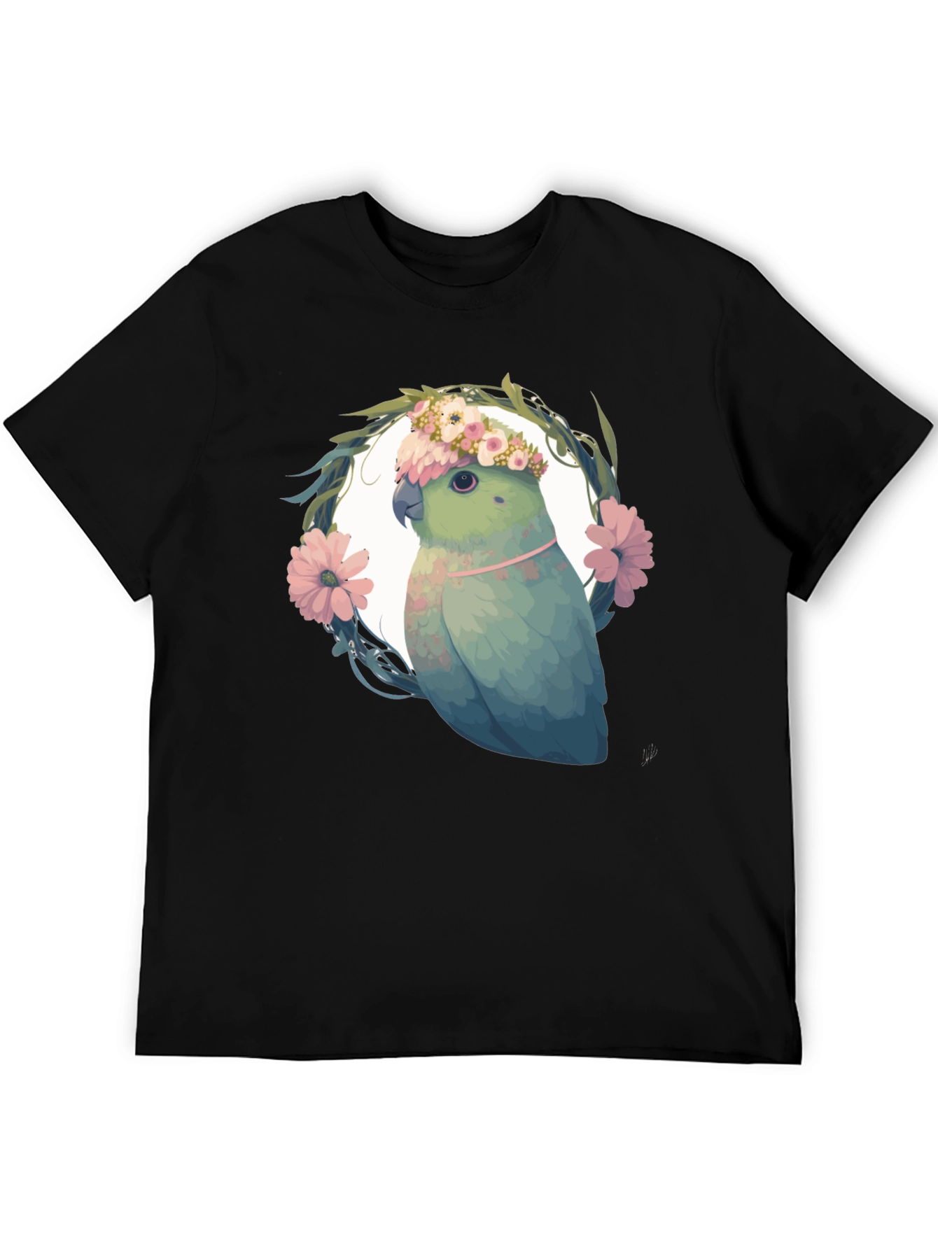 Parrot Floral Wreath Graphic Tee