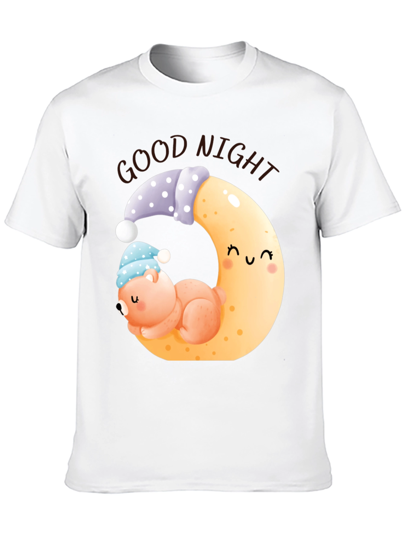 Good Night Bear Moon Graphic Black T-Shirt