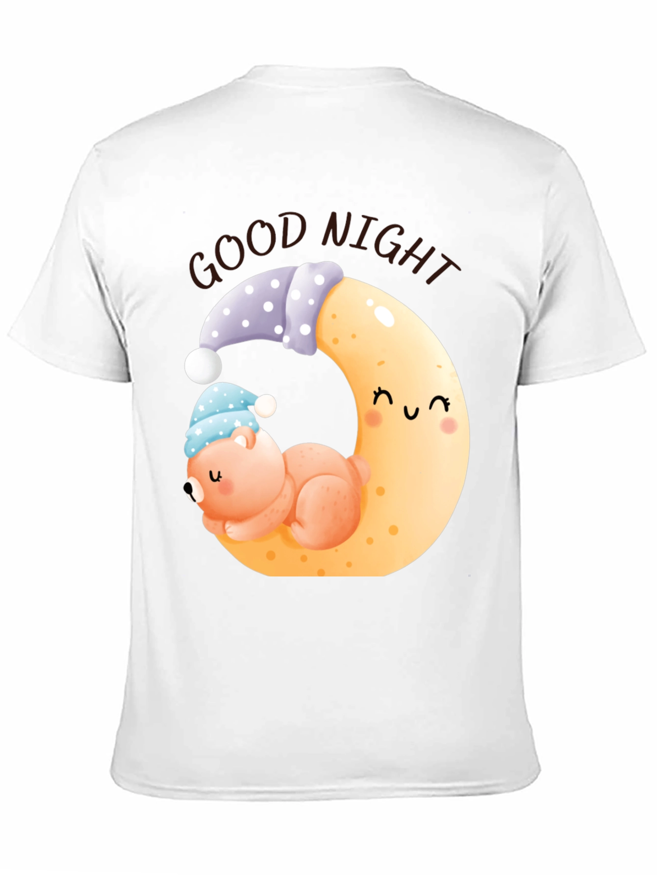 Good Night Bear Moon Graphic Black T-Shirt