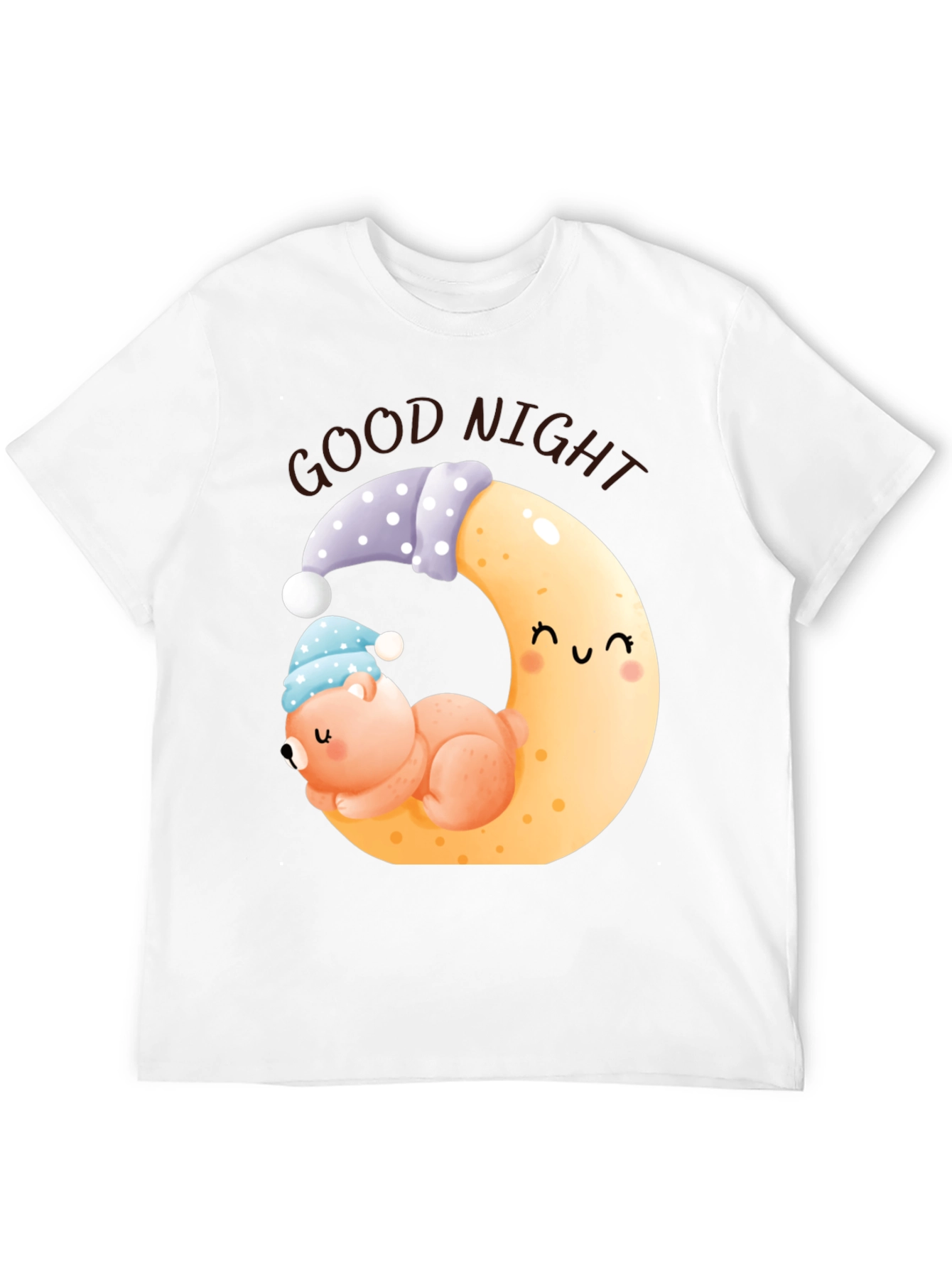 Good Night Bear Moon Graphic Black T-Shirt