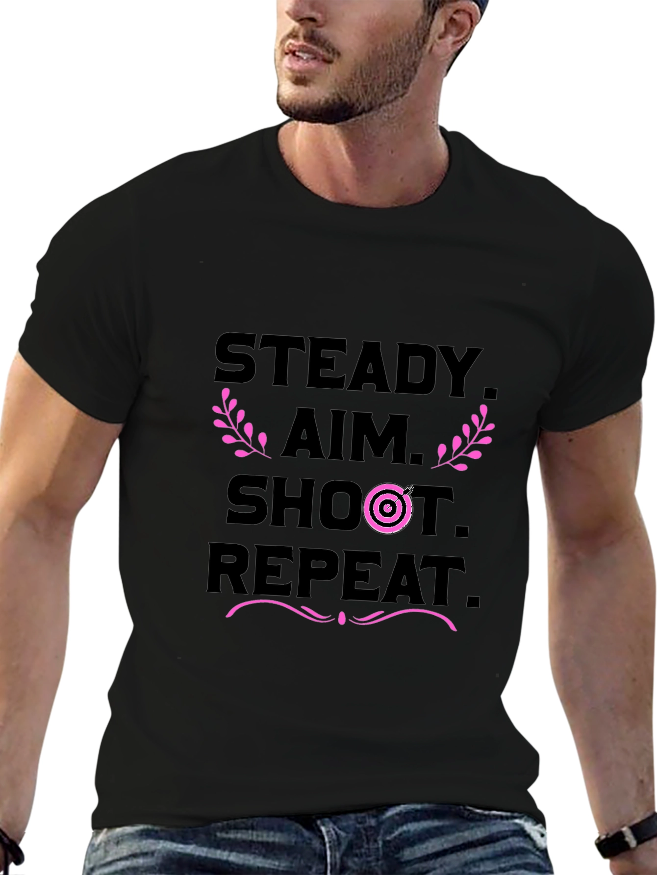 Steady Aim Shoot Repeat Black T-Shirt