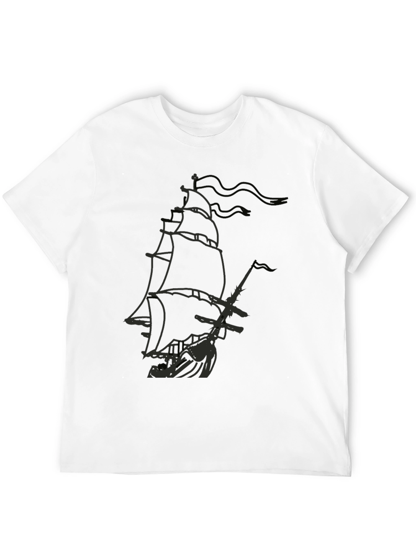 Black Pirate Ship Graphic T-Shirt