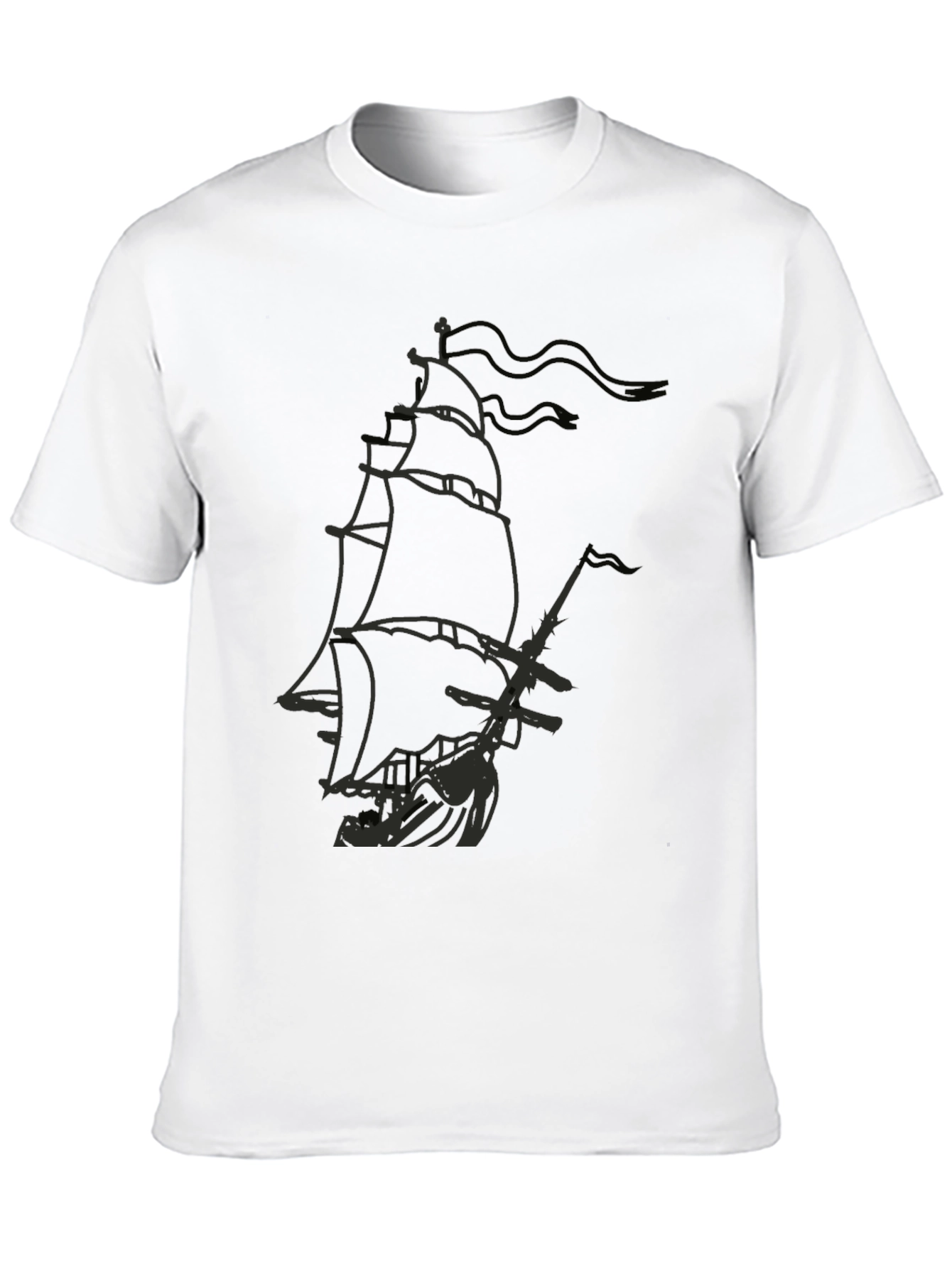 Black Pirate Ship Graphic T-Shirt