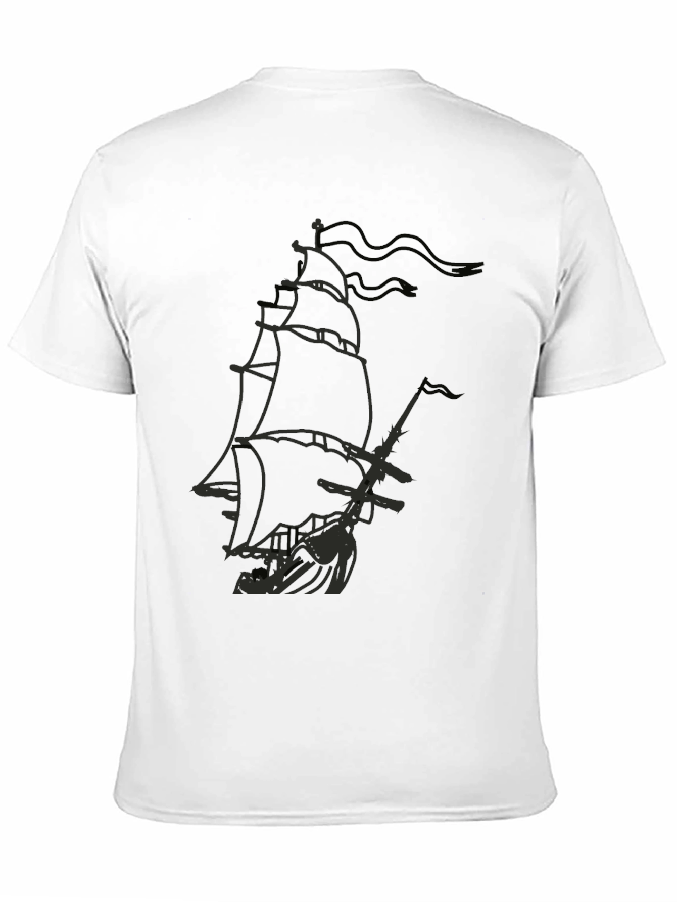Black Pirate Ship Graphic T-Shirt