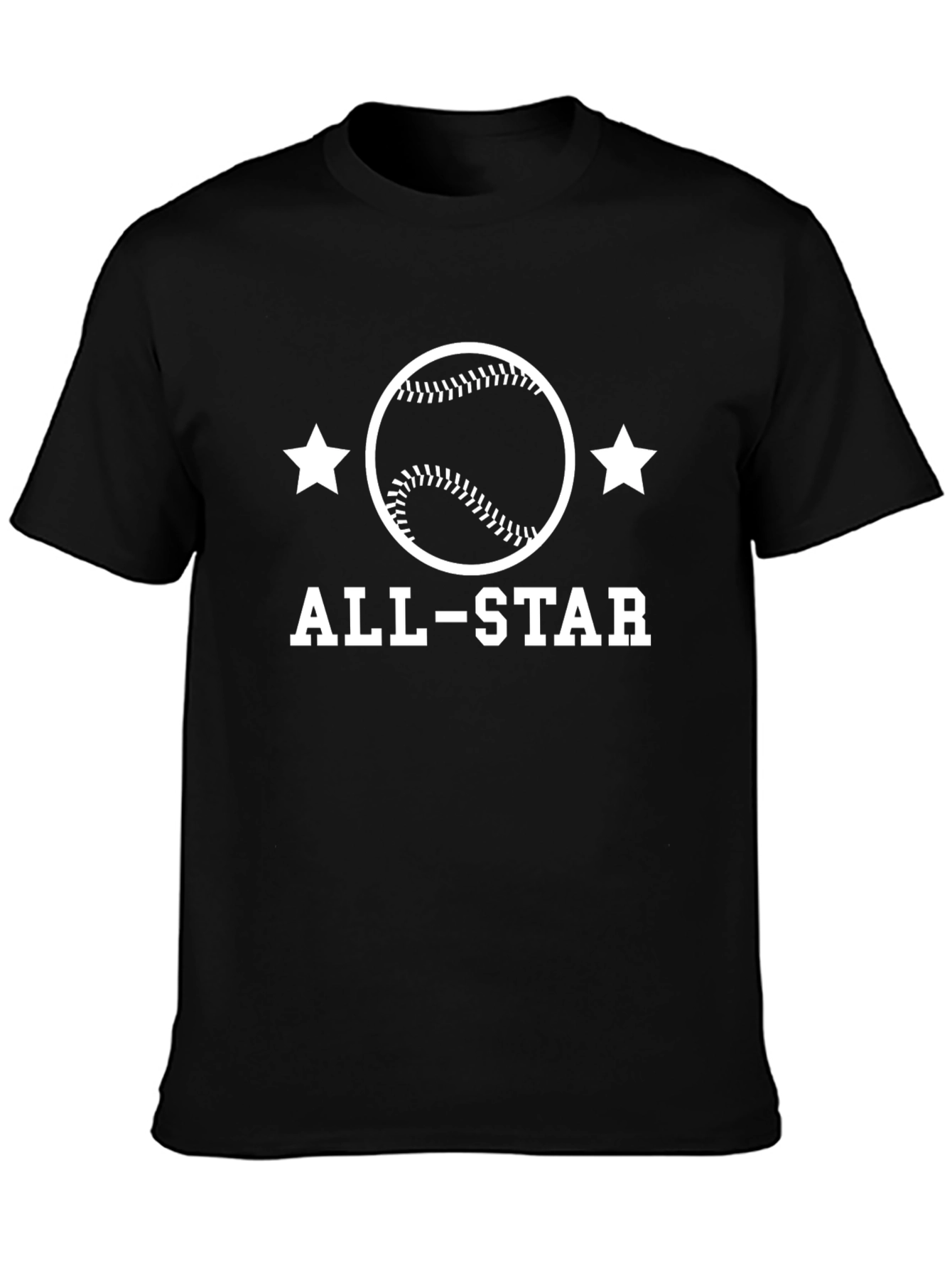 All-Star Baseball Graphic Tee - Black Cotton Shirt