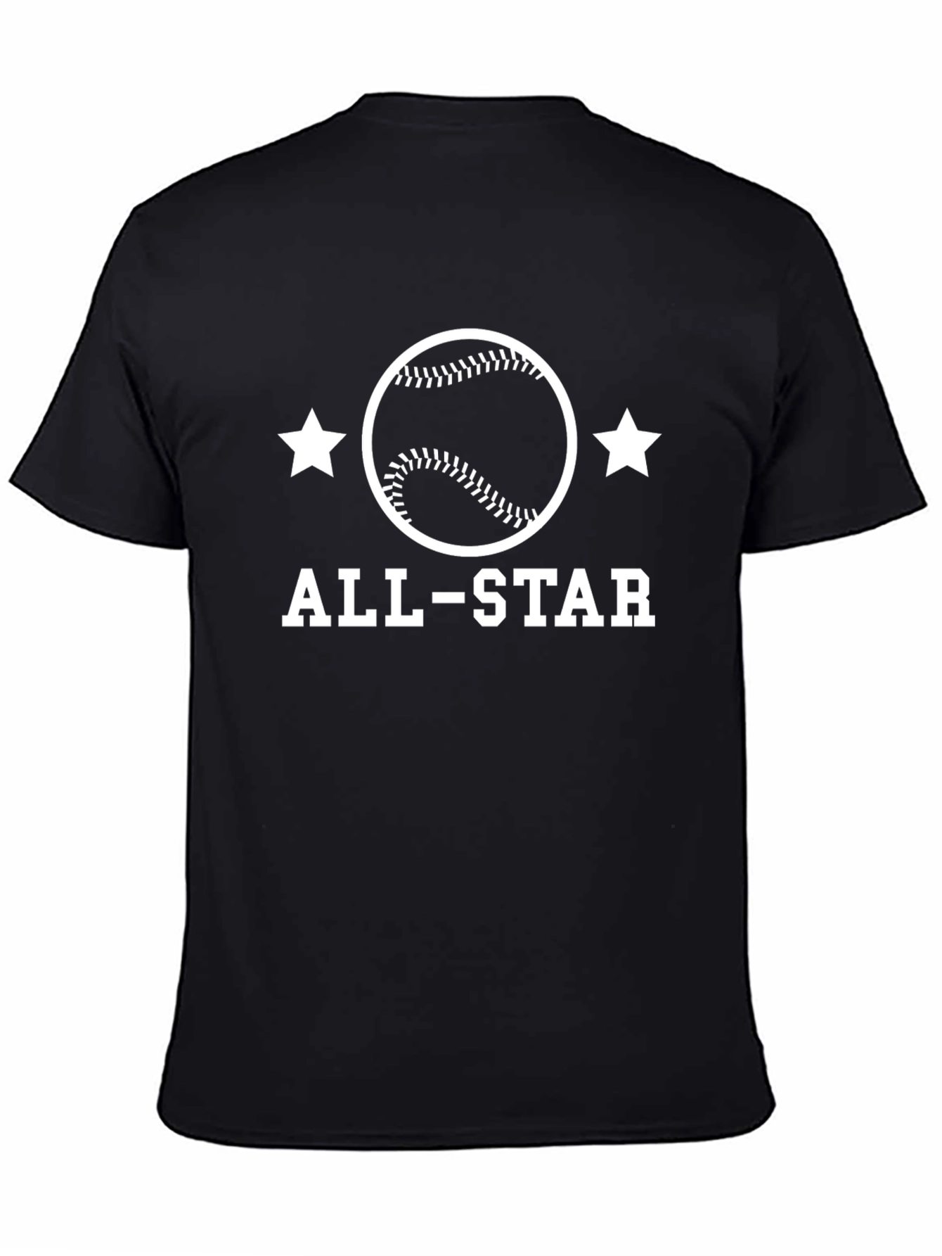 All-Star Baseball Graphic Tee - Black Cotton Shirt