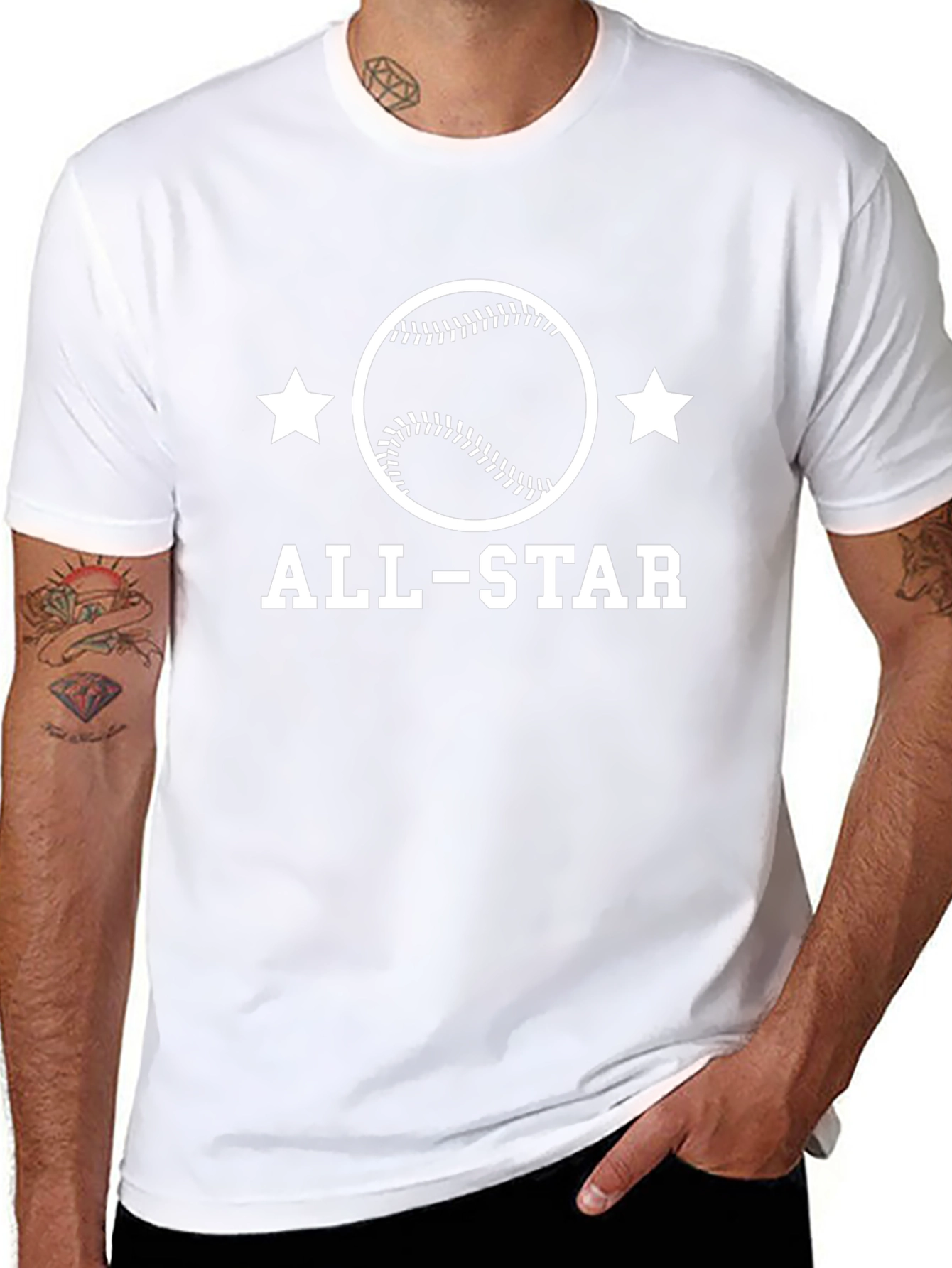 All-Star Baseball Graphic Tee - Black Cotton Shirt