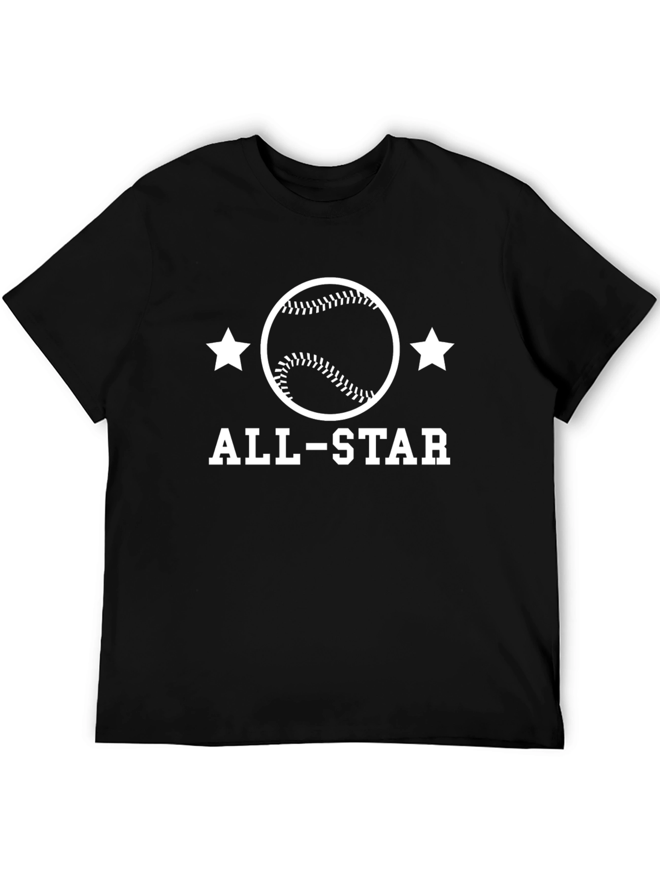 All-Star Baseball Graphic Tee - Black Cotton Shirt