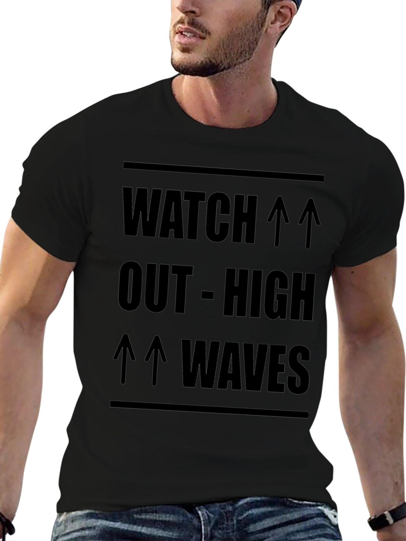 Watch Out High Waves Black Graphic Tee