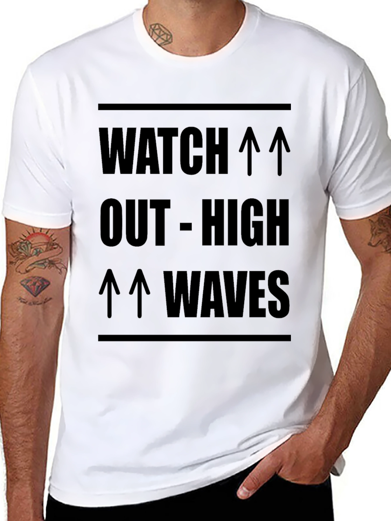 Watch Out High Waves Black Graphic Tee