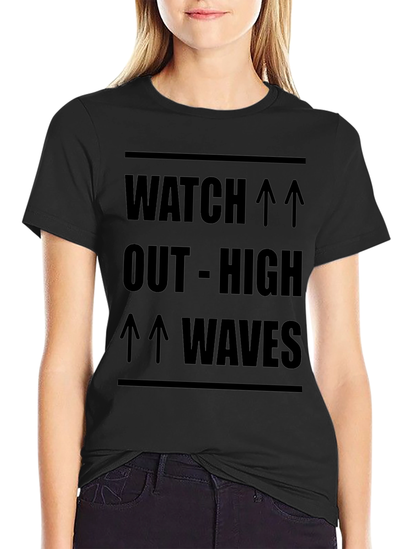 Watch Out High Waves Black Graphic Tee