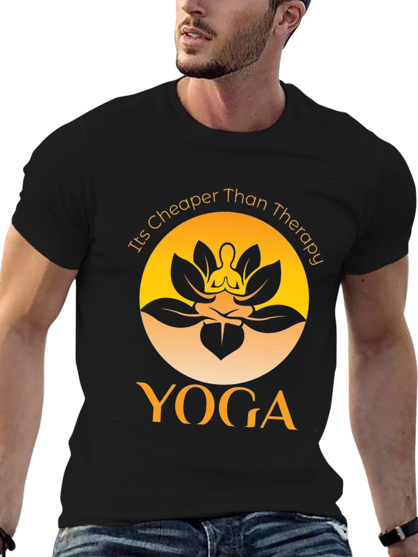 Yoga Cheaper Than Therapy Black Graphic Tee
