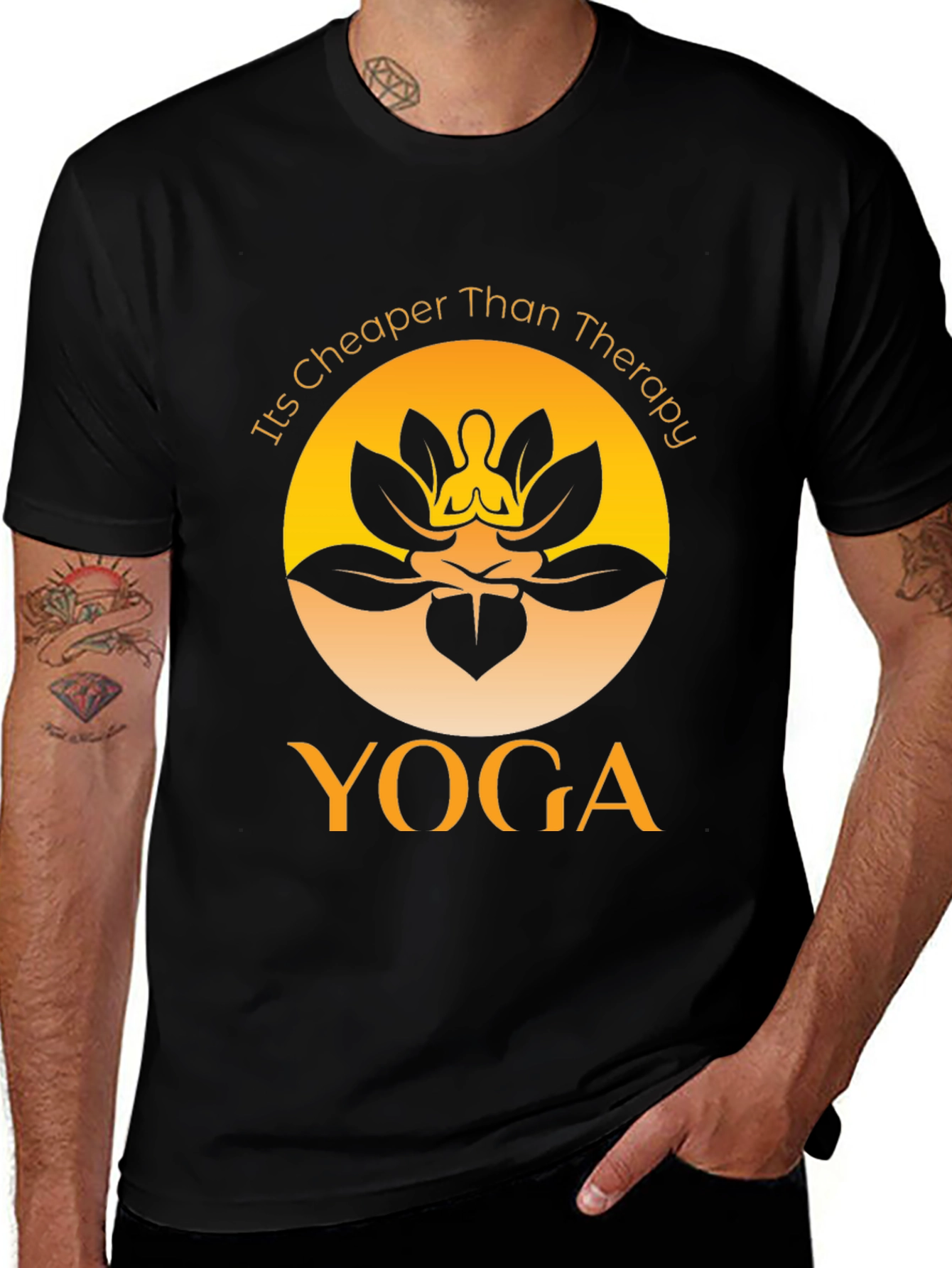 Yoga Cheaper Than Therapy Black Graphic Tee