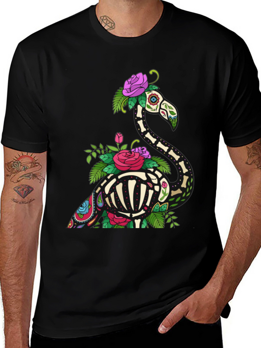 Skeleton Flamingo Graphic Tee - Black