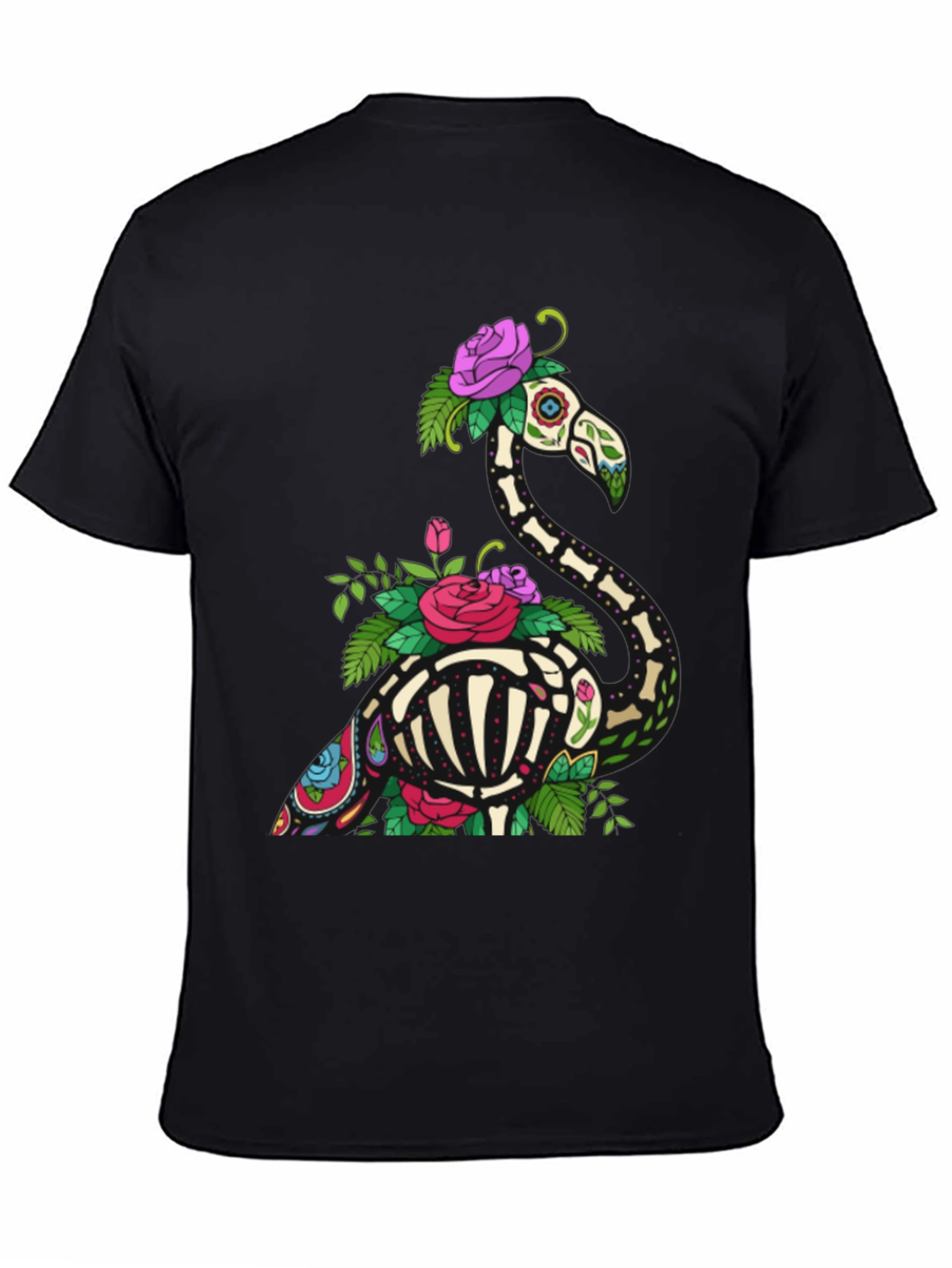 Skeleton Flamingo Graphic Tee - Black