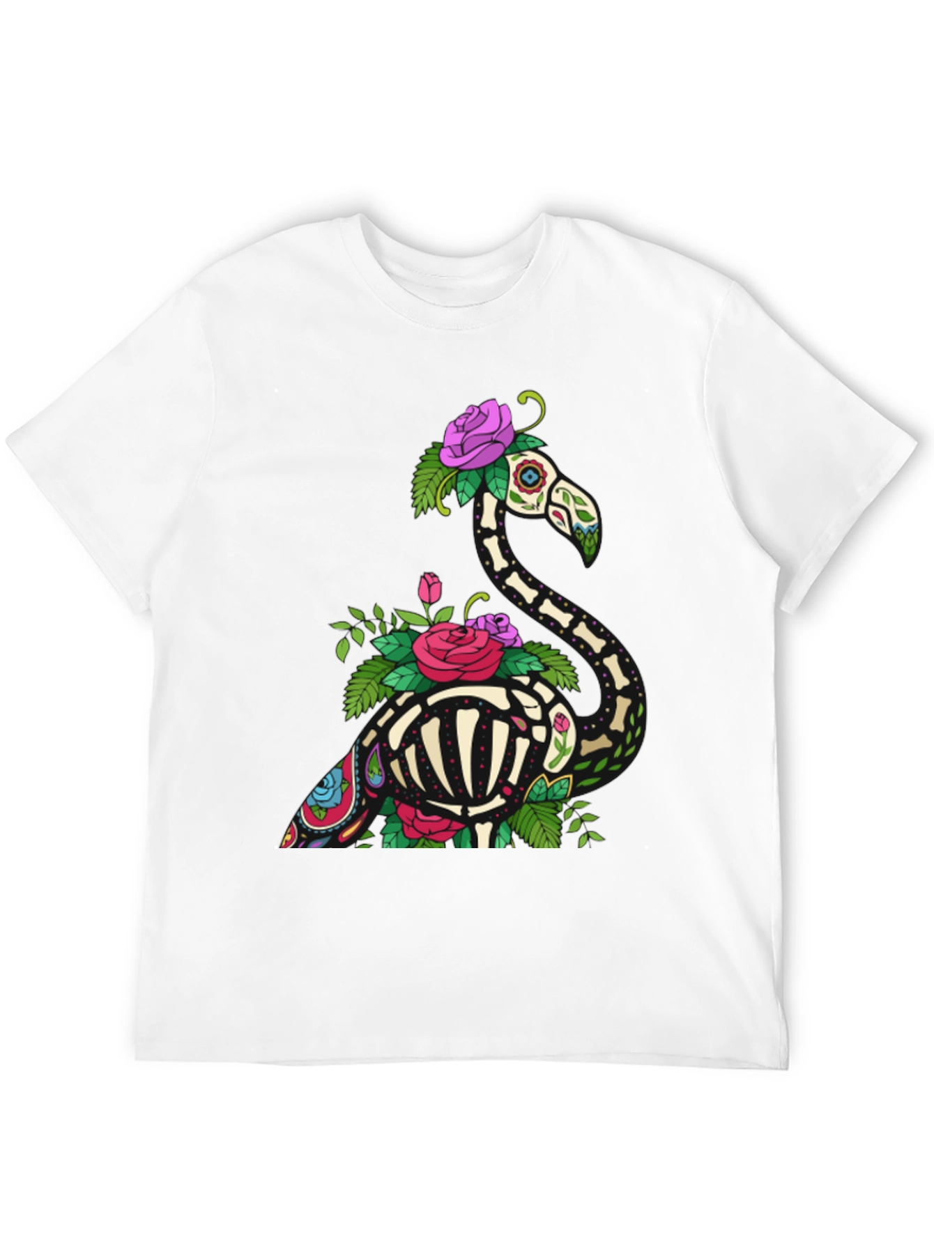 Skeleton Flamingo Graphic Tee - Black