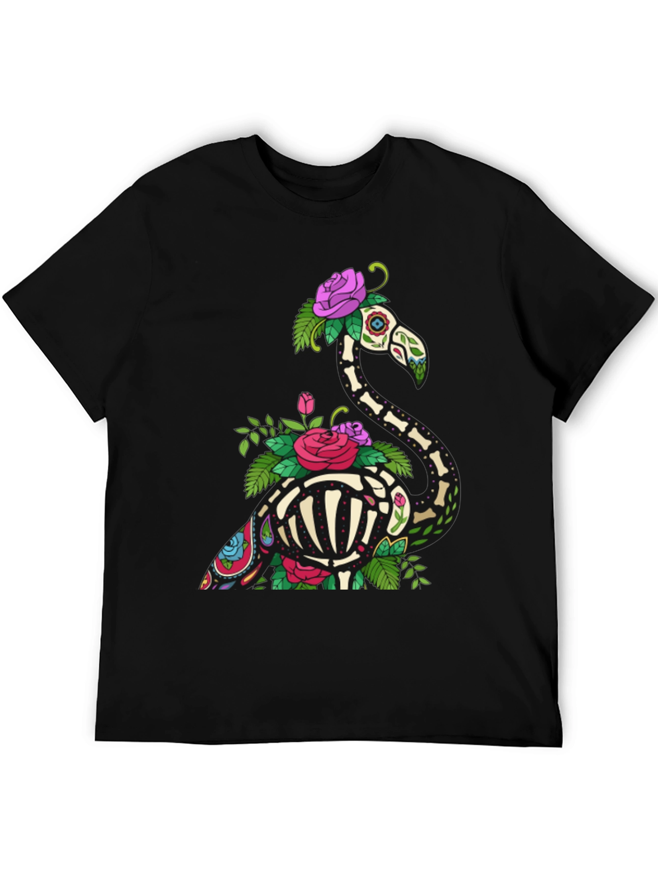 Skeleton Flamingo Graphic Tee - Black
