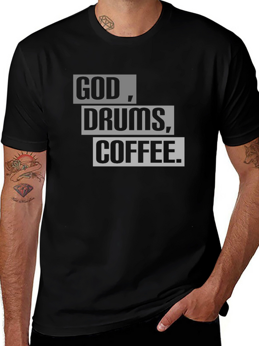 God Drums Coffee T-Shirt - Black