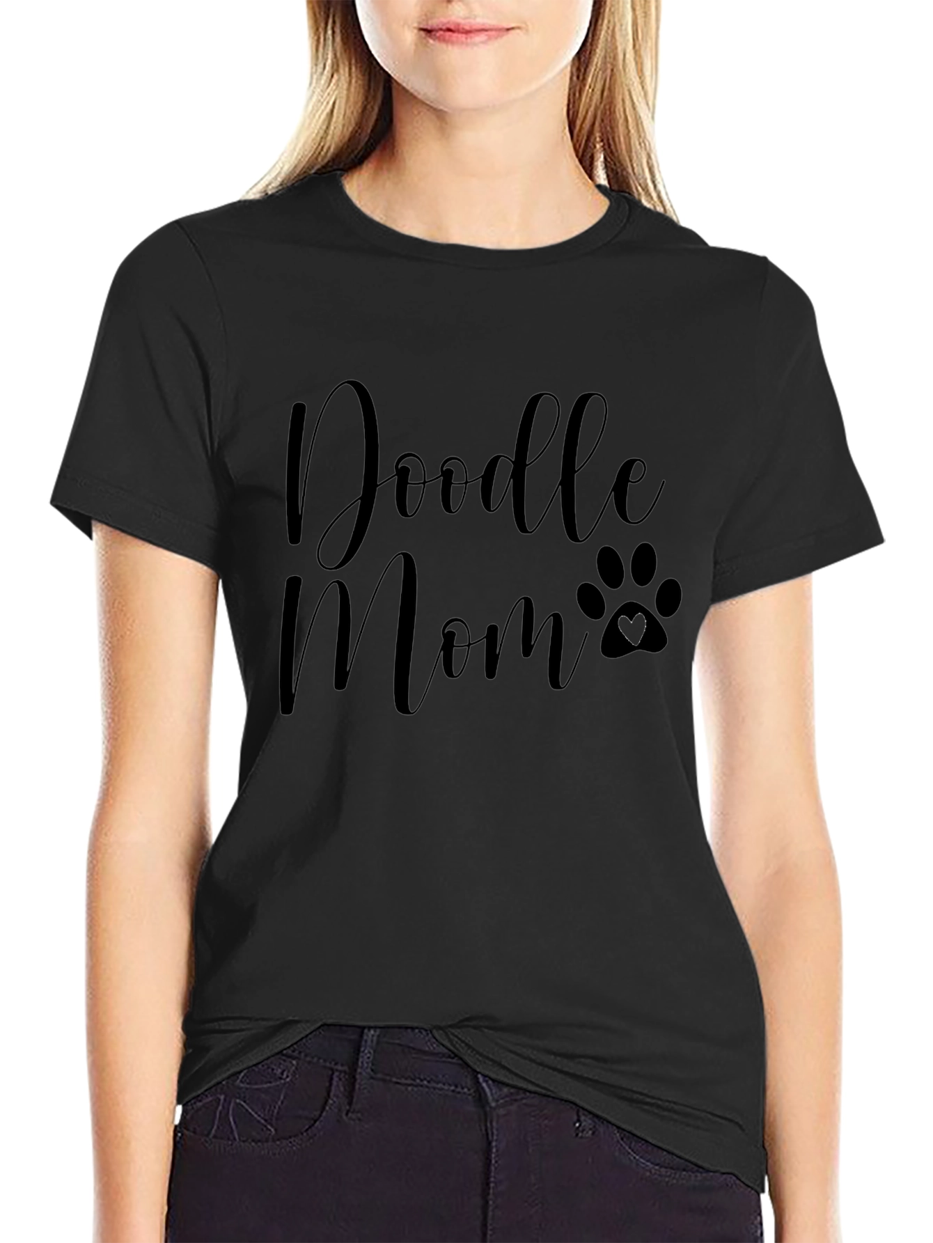 Doodle Mom Paw Print Graphic T-Shirt