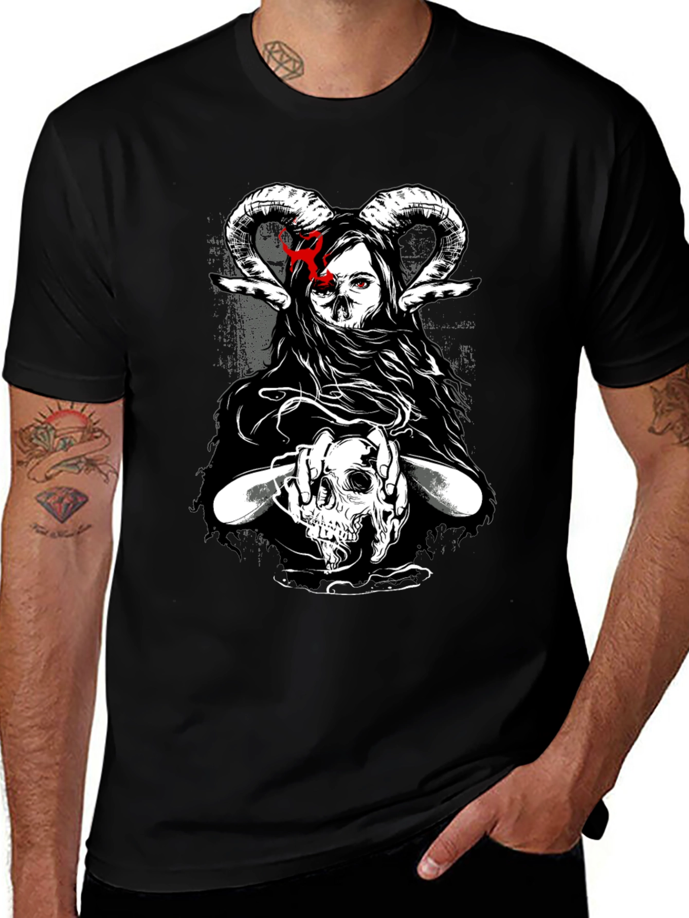 Dark Graphic T-Shirt - Skull & Occult Design