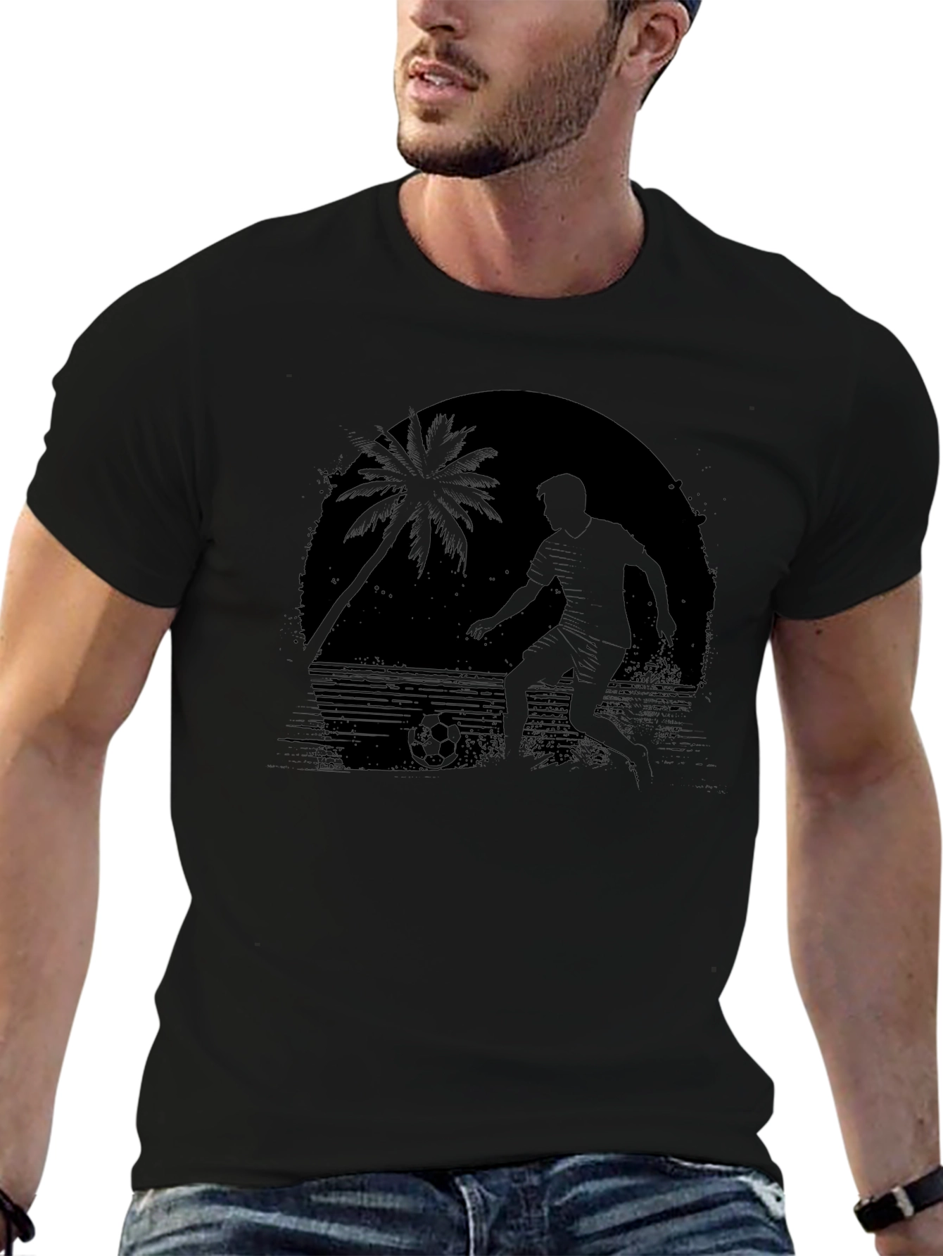 Beach Soccer Silhouette T-Shirt - Cool Graphic Tee