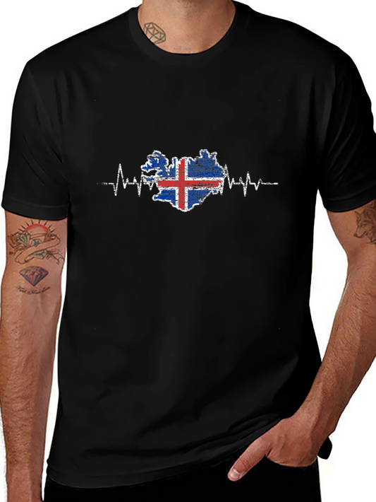 Iceland Flag Heartbeat Graphic Tee