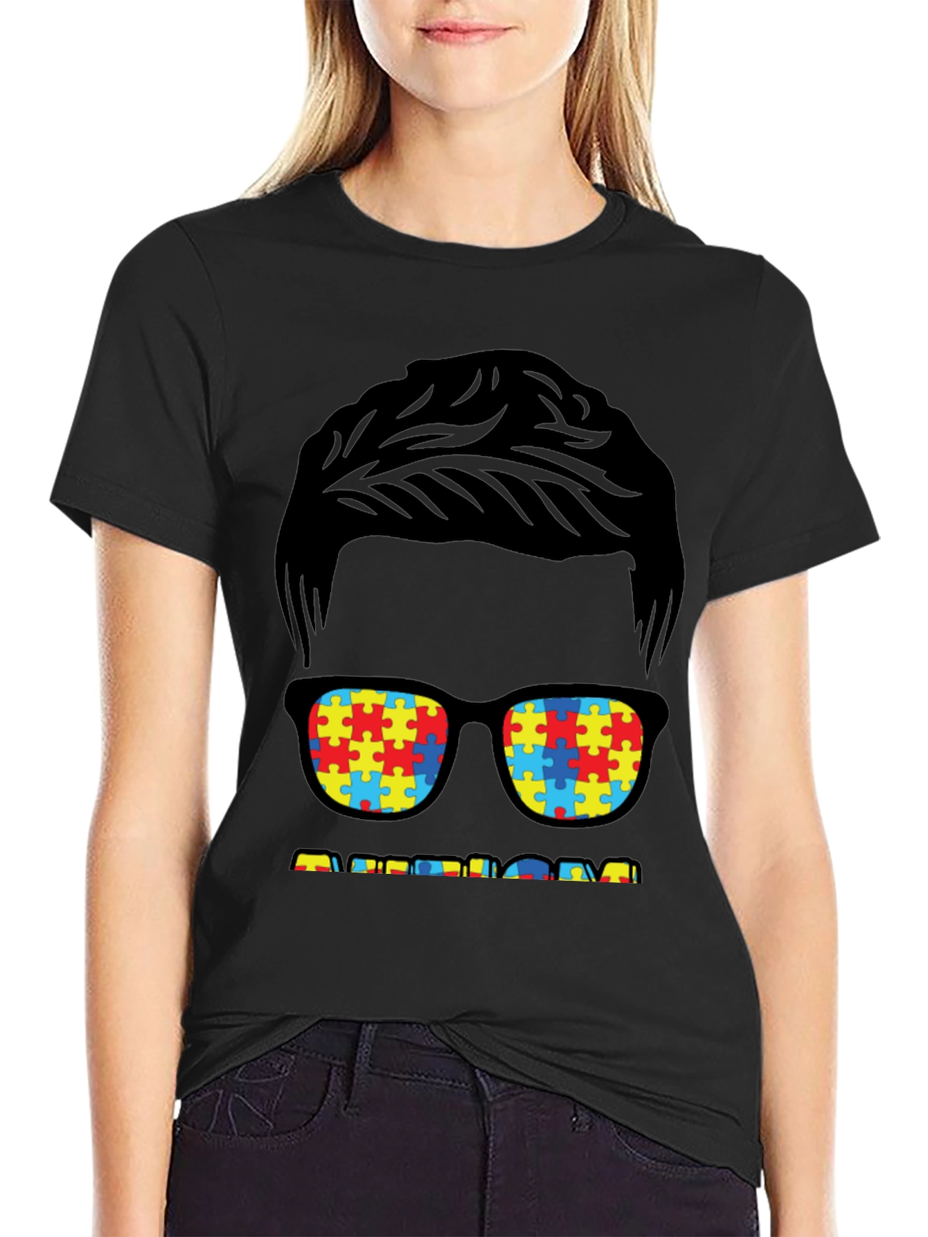 Autism Awareness T-Shirt Puzzle Glasses
