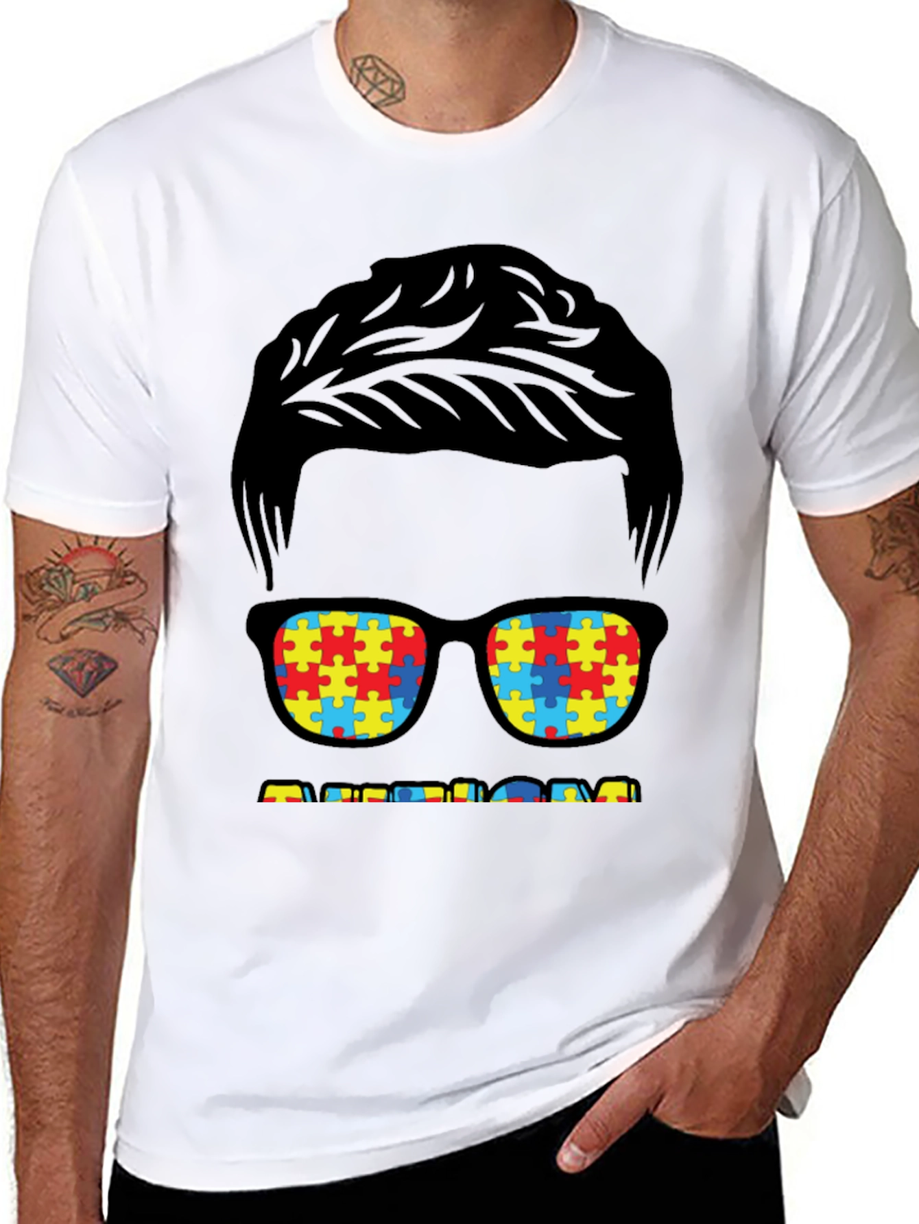 Autism Awareness T-Shirt Puzzle Glasses