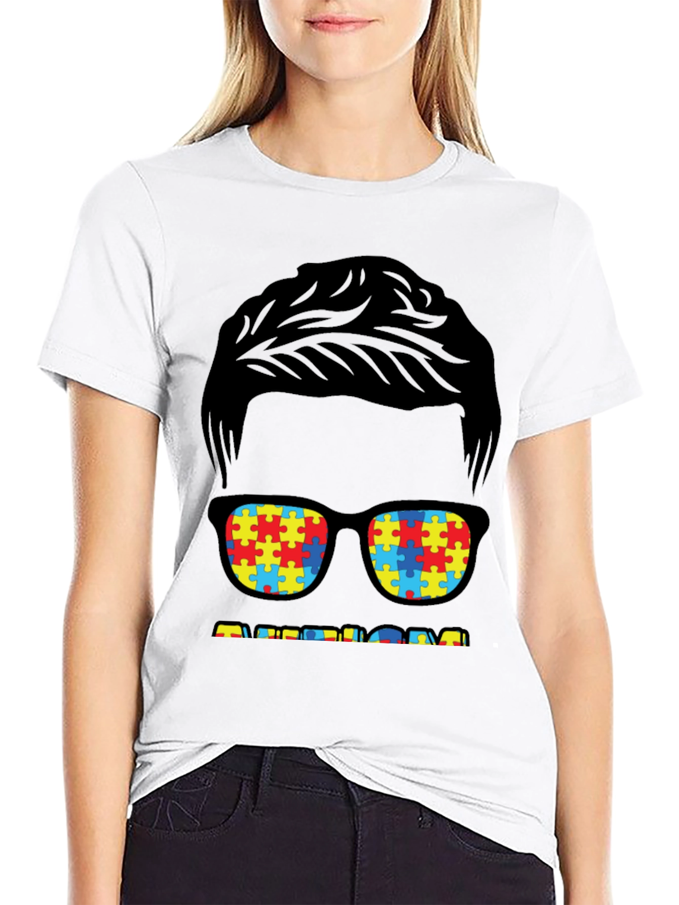 Autism Awareness T-Shirt Puzzle Glasses