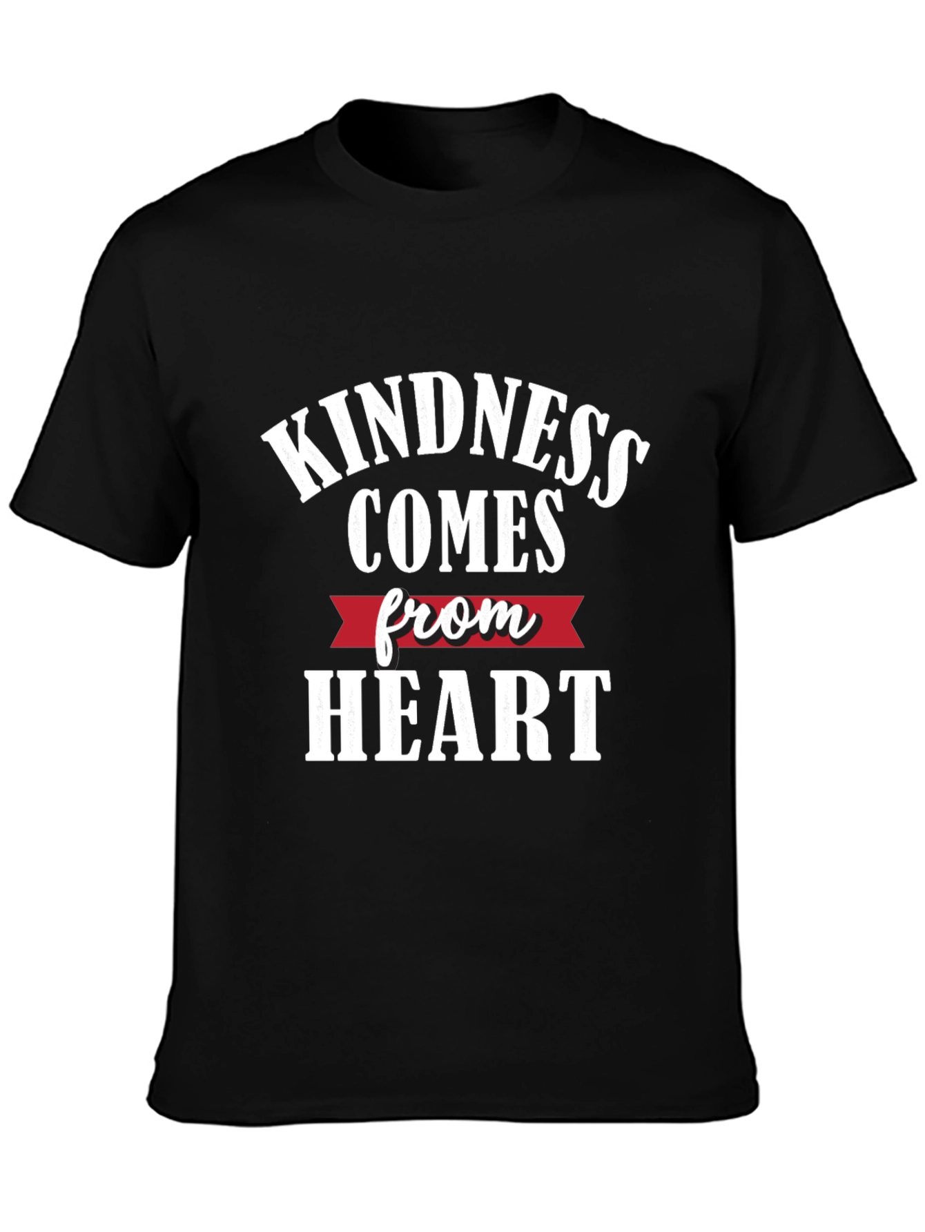 Kindness Comes From Heart Black Graphic Tee