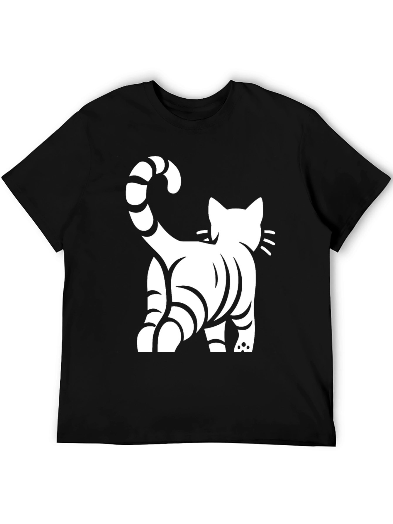 Cool Cat Back Print Black T-Shirt