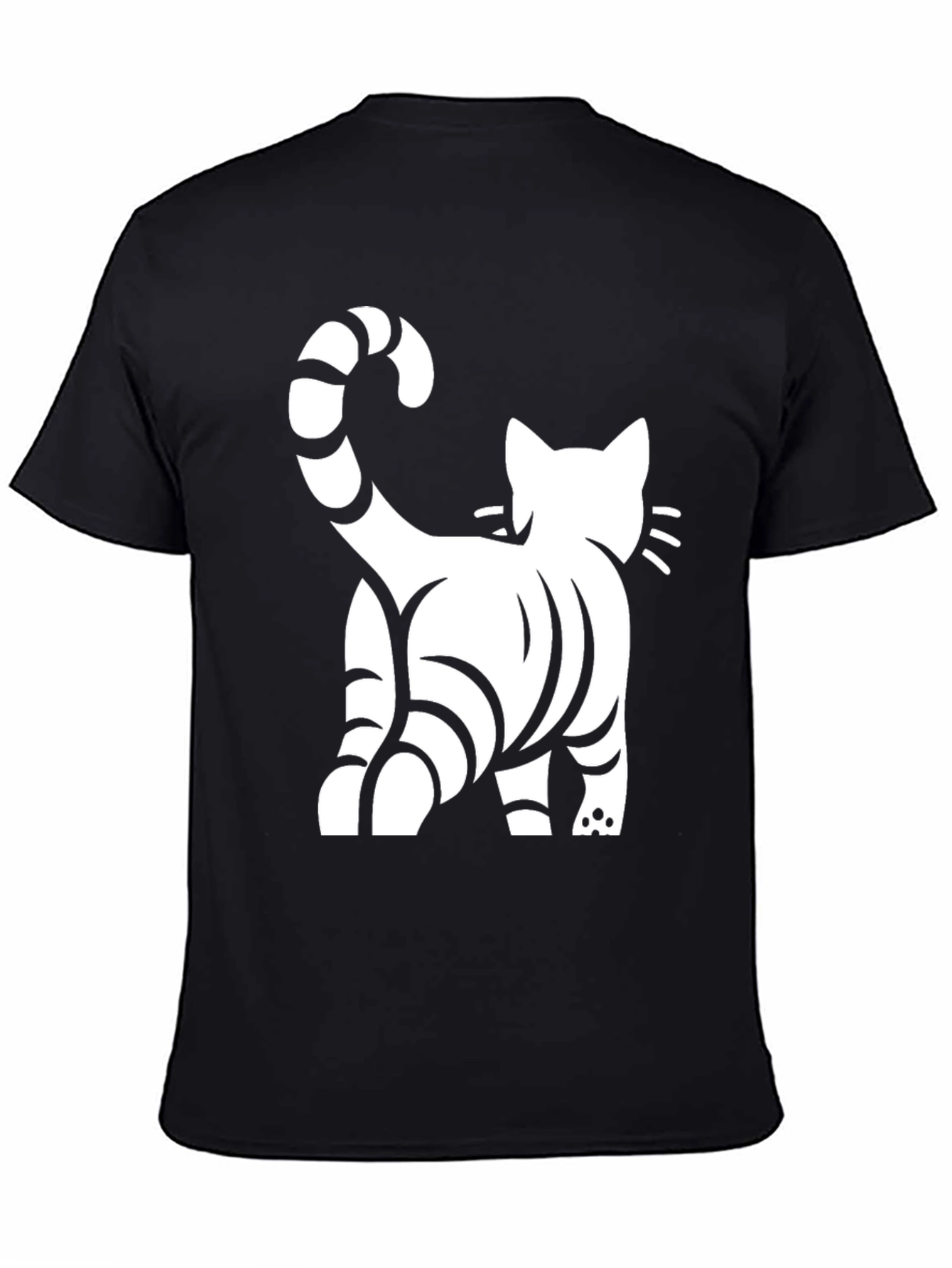 Cool Cat Back Print Black T-Shirt