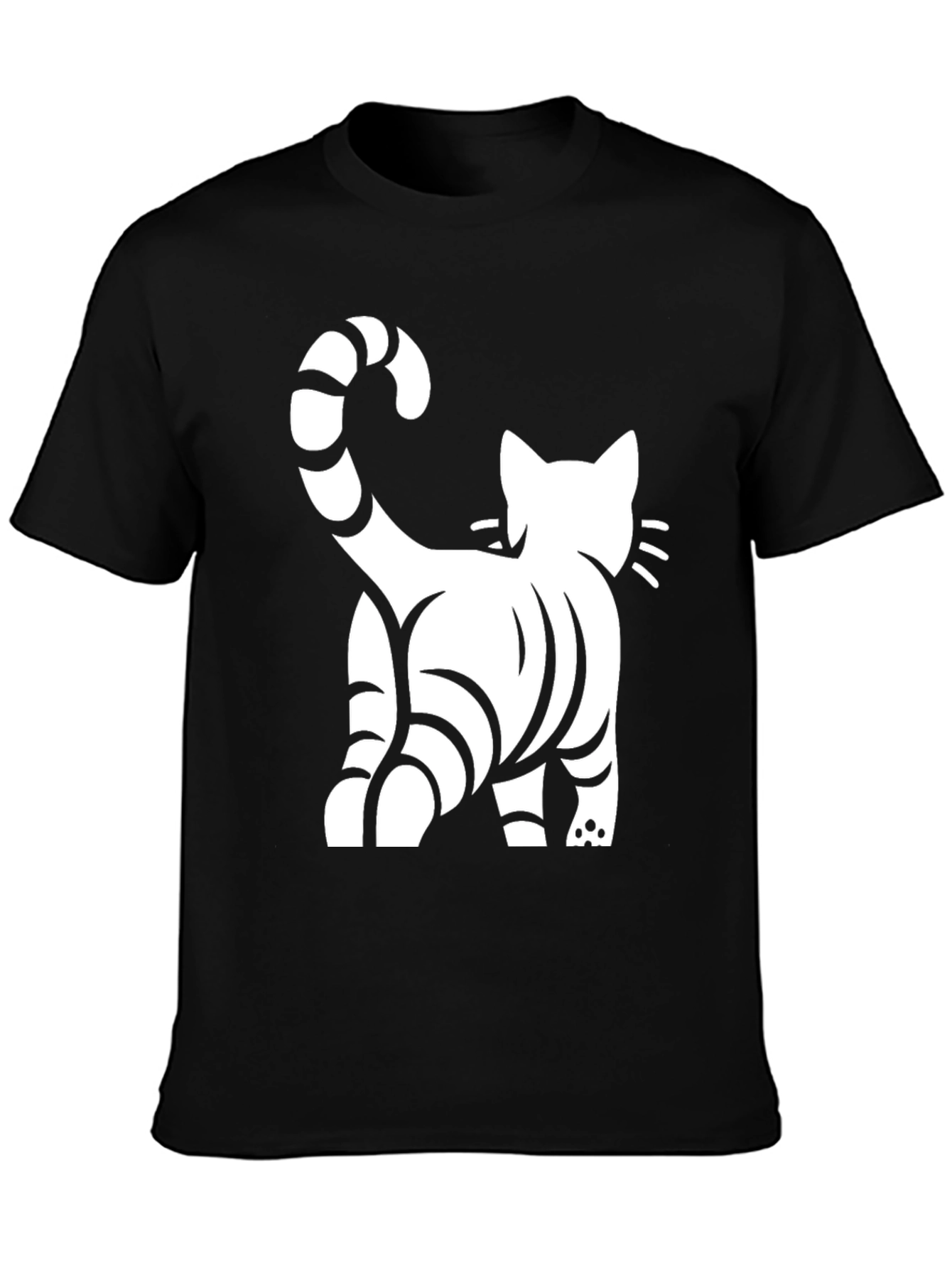 Cool Cat Back Print Black T-Shirt
