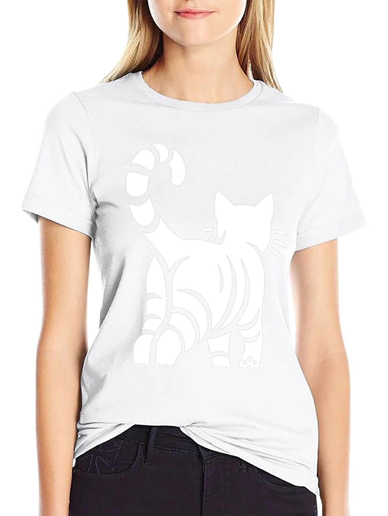 Cool Cat Back Print Black T-Shirt