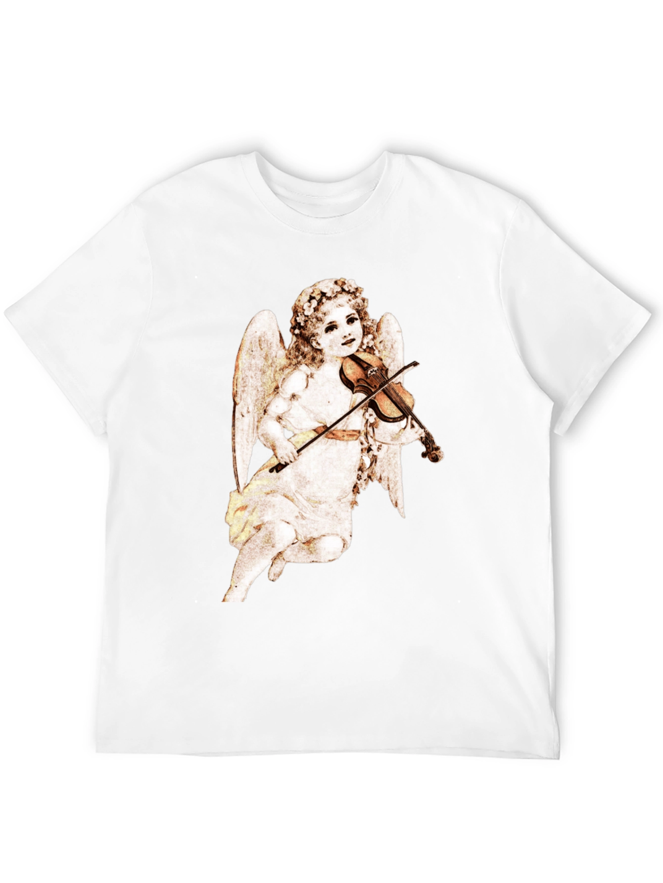 Cherub Playing Violin Black T-Shirt
