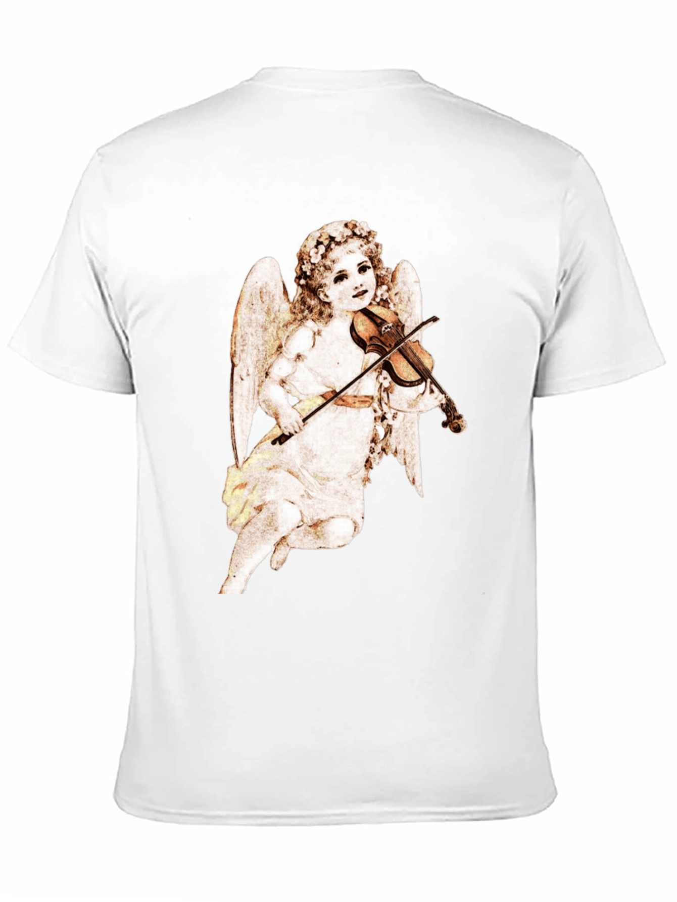 Cherub Playing Violin Black T-Shirt