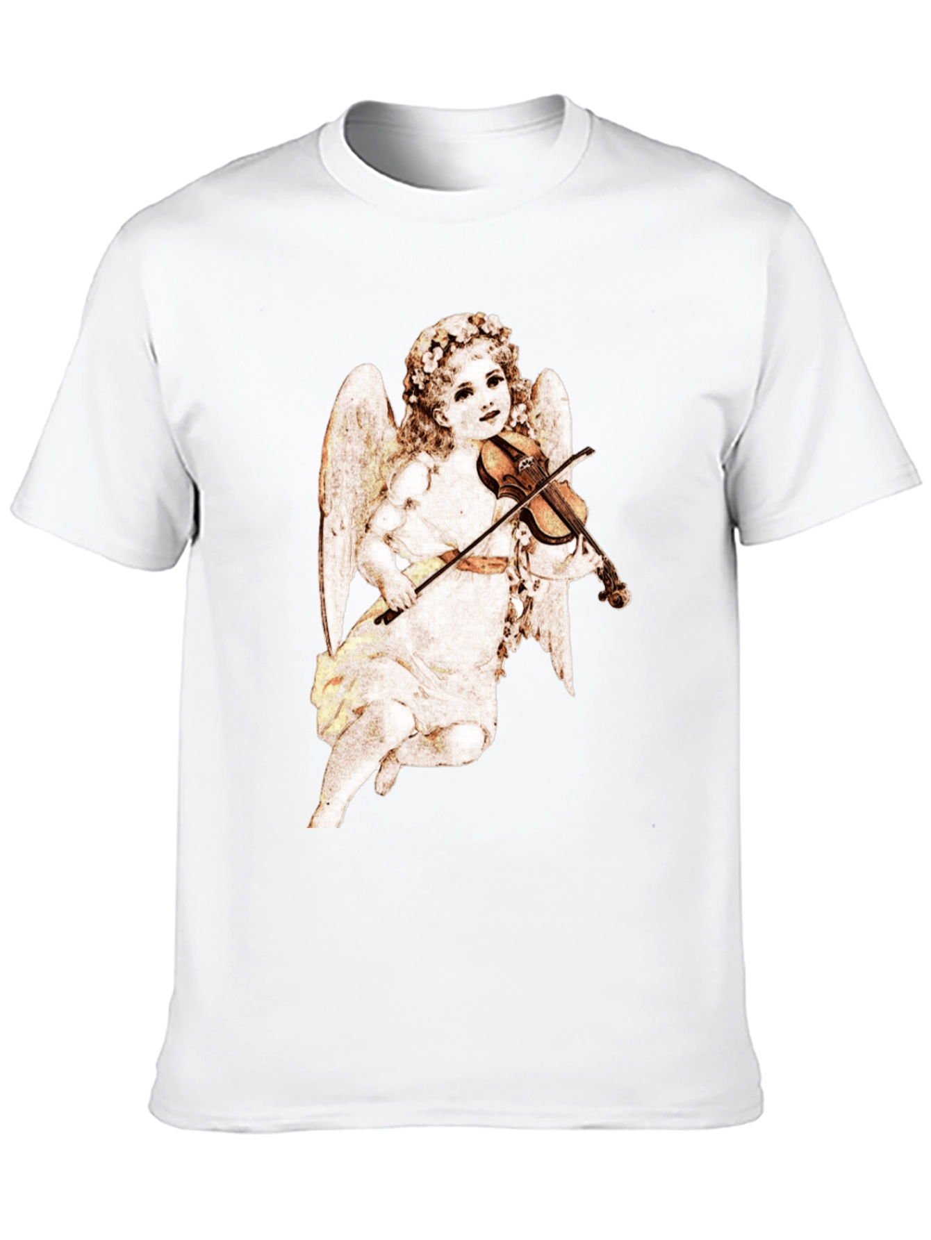 Cherub Playing Violin Black T-Shirt