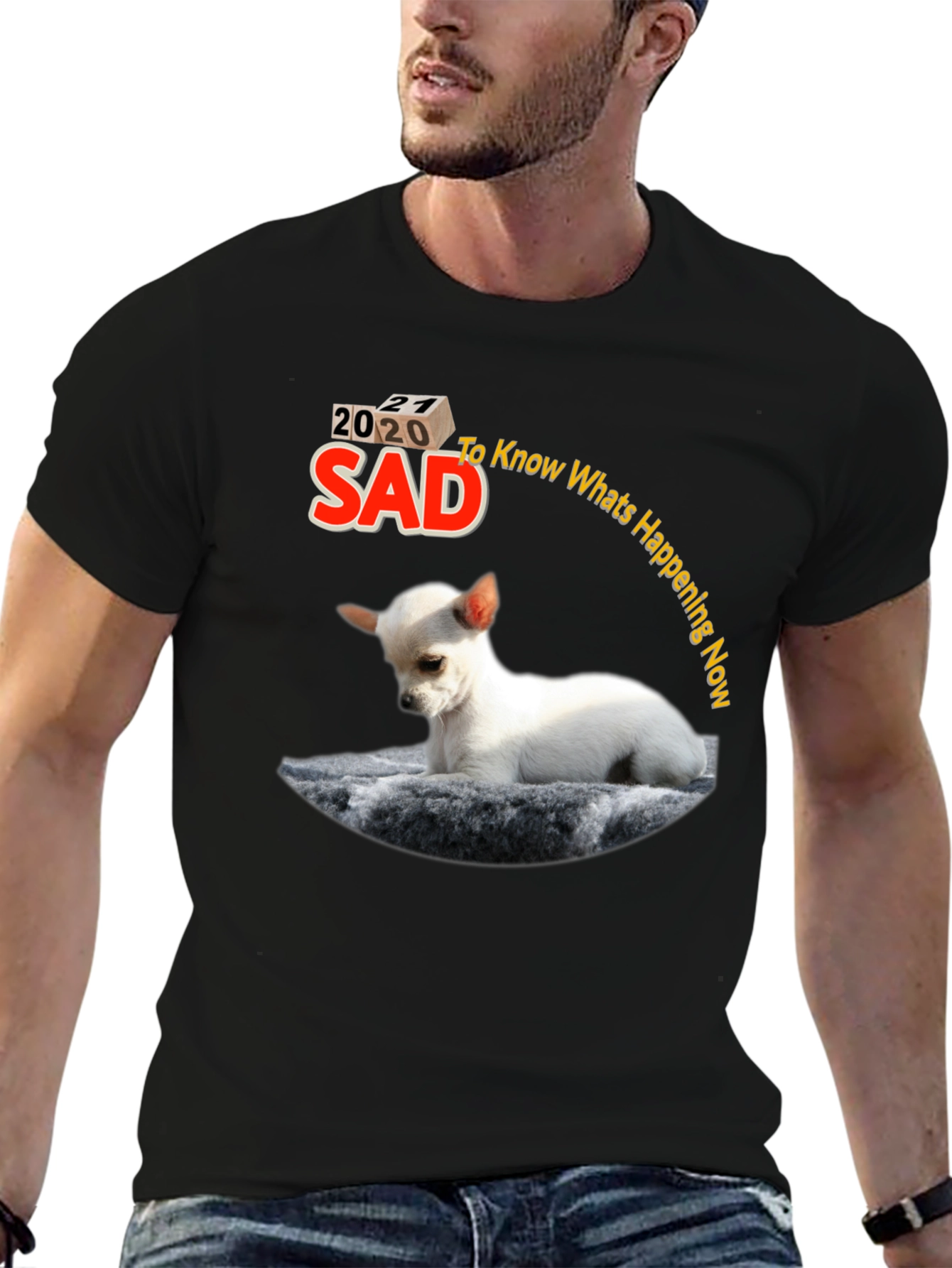Sad 2020-2021 Dog Graphic Tee - Mens Black T-Shirt