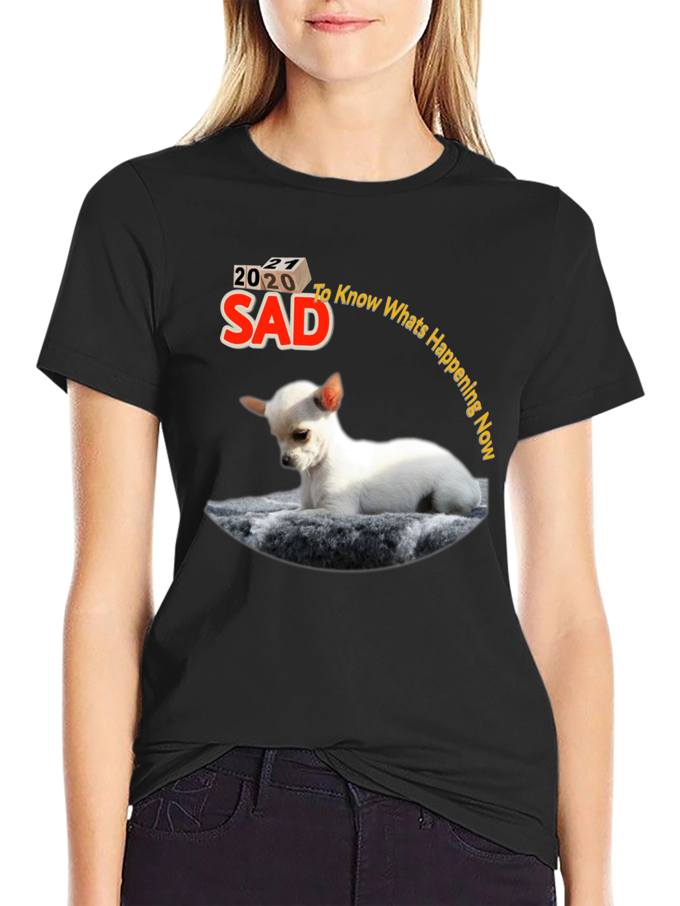 Sad 2020-2021 Dog Graphic Tee - Mens Black T-Shirt