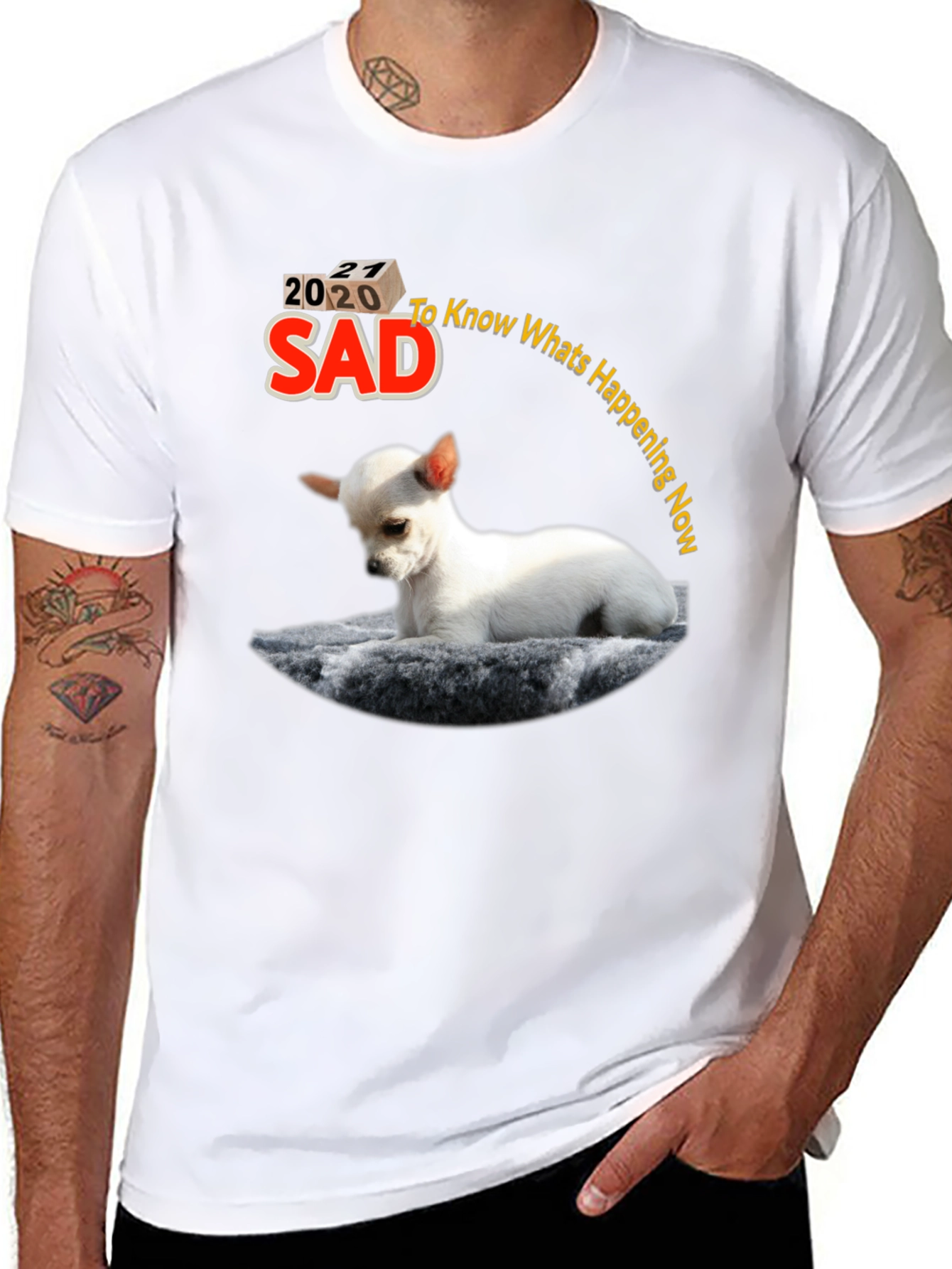 Sad 2020-2021 Dog Graphic Tee - Mens Black T-Shirt