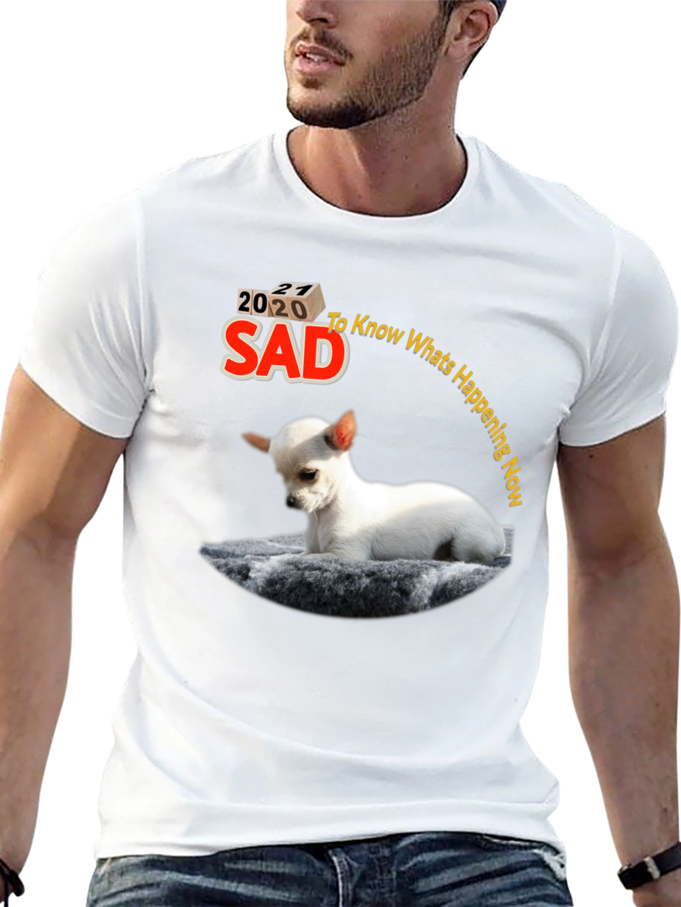 Sad 2020-2021 Dog Graphic Tee - Mens Black T-Shirt